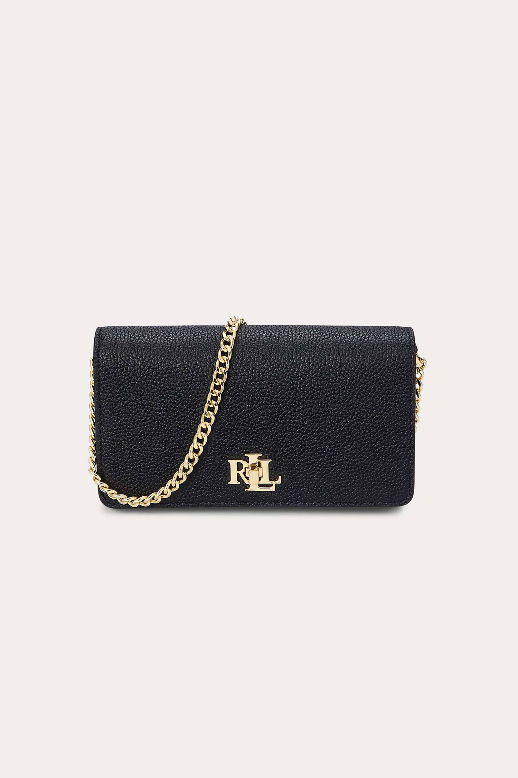 LAUREN RALPH LAUREN Lauren Ralph Lauren γυναικείο δερμάτινο mini bag crossbody με μεταλλικό logo - 124-432942073/001 Μαύρο 2025