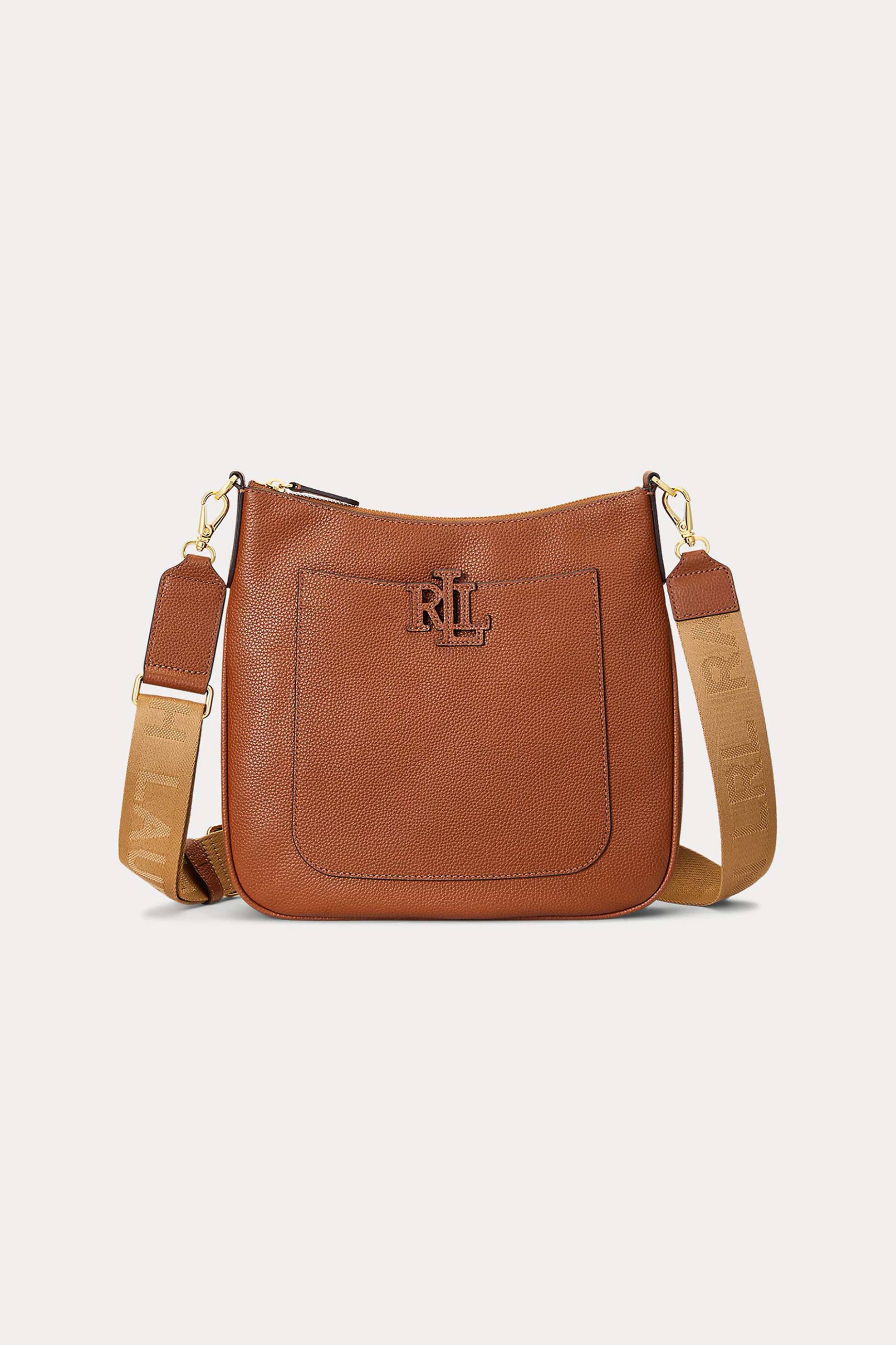 LAUREN RALPH LAUREN Lauren Ralph Lauren γυναικεία δερμάτινη τσάντα crossbody με ανάγλυφη λεπτομέρεια μονόχρωμη 