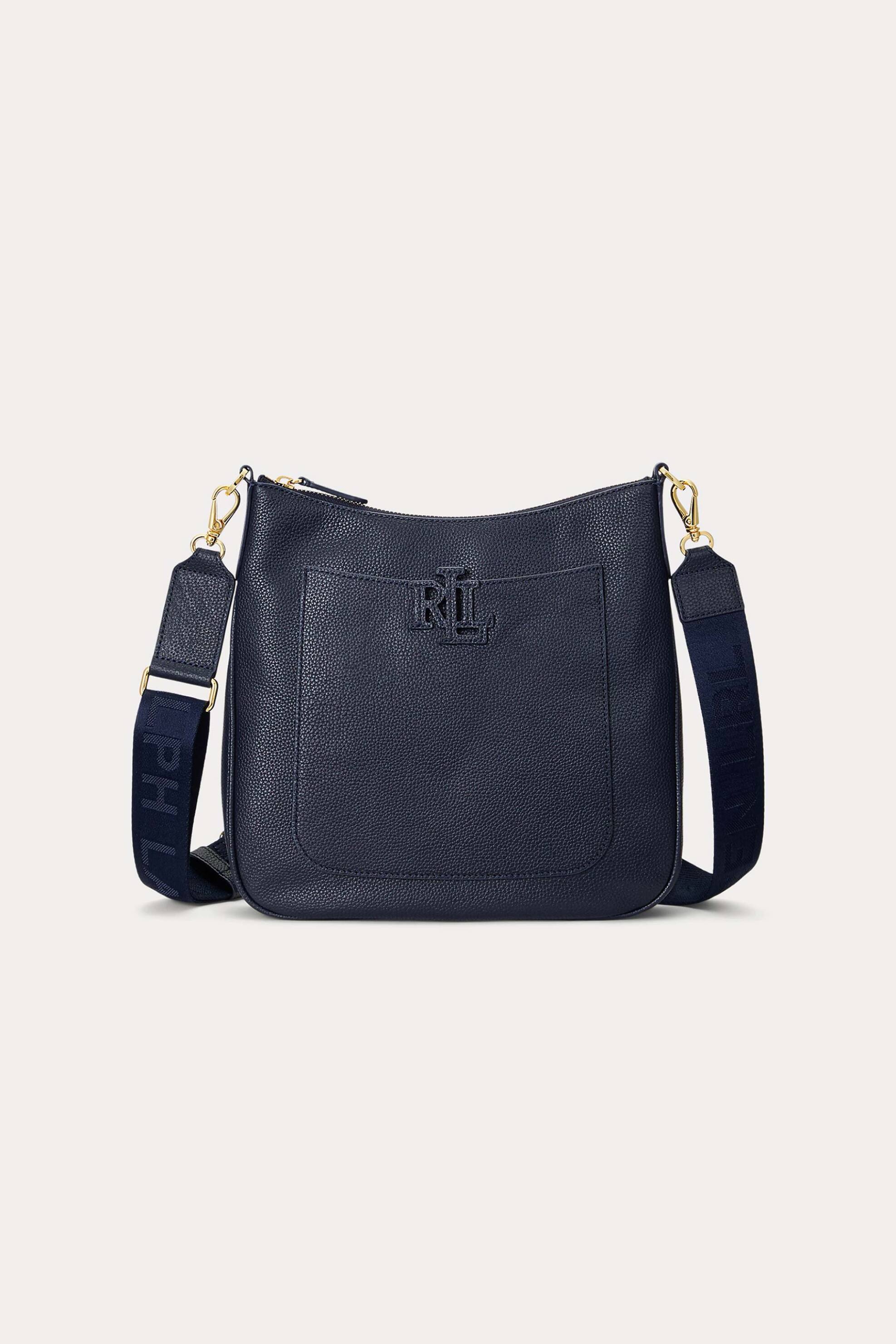 LAUREN RALPH LAUREN Lauren Ralph Lauren γυναικεία δερμάτινη τσάντα crossbody με ανάγλυφη λεπτομέρεια μονόχρωμη 