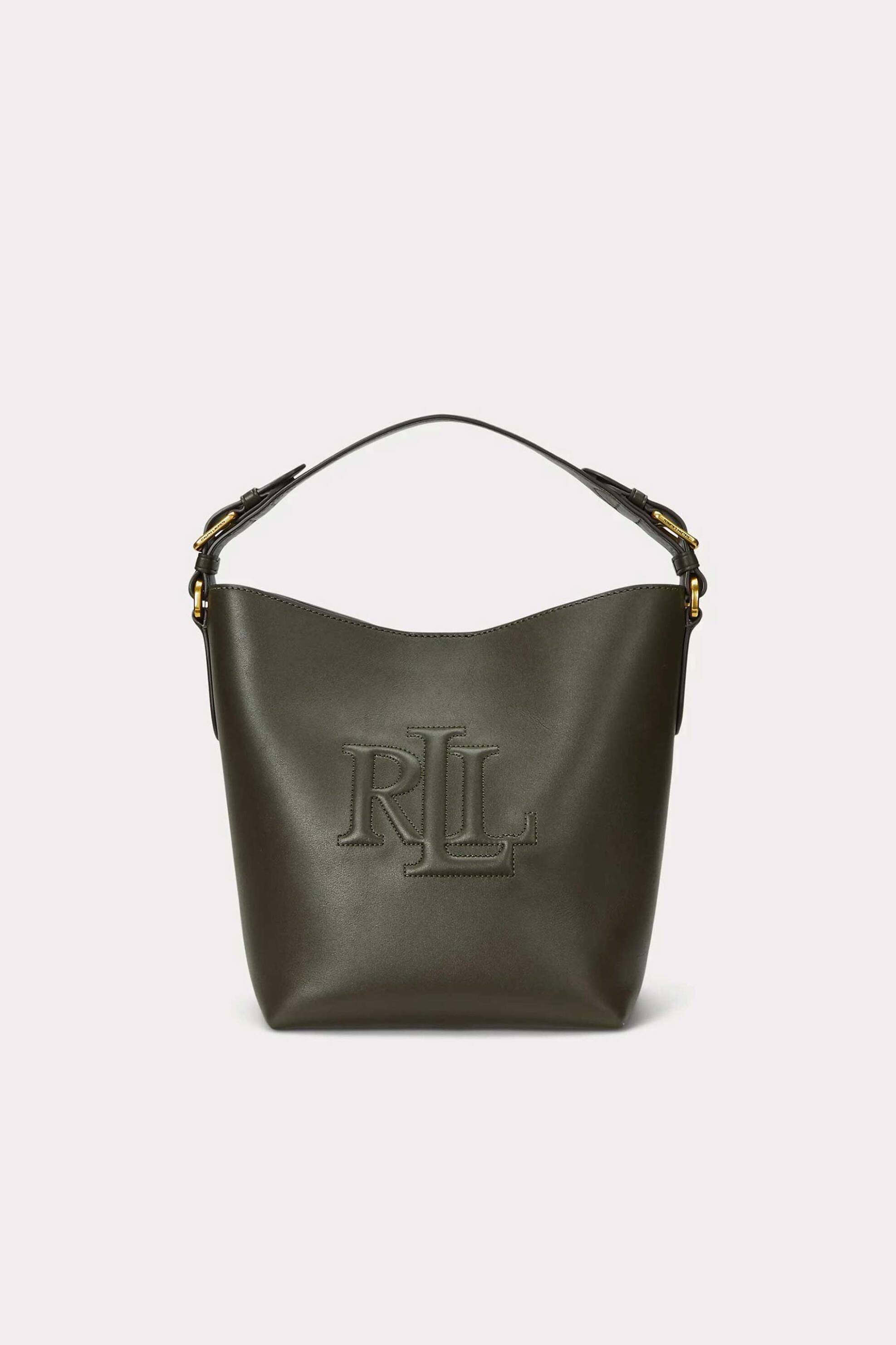 LAUREN RALPH LAUREN Lauren Ralph Lauren γυναικεία δερμάτινη τσάντα bucket με ανάγλυφο logo "Medium Witley" - 224-431950855/002 Λαδί