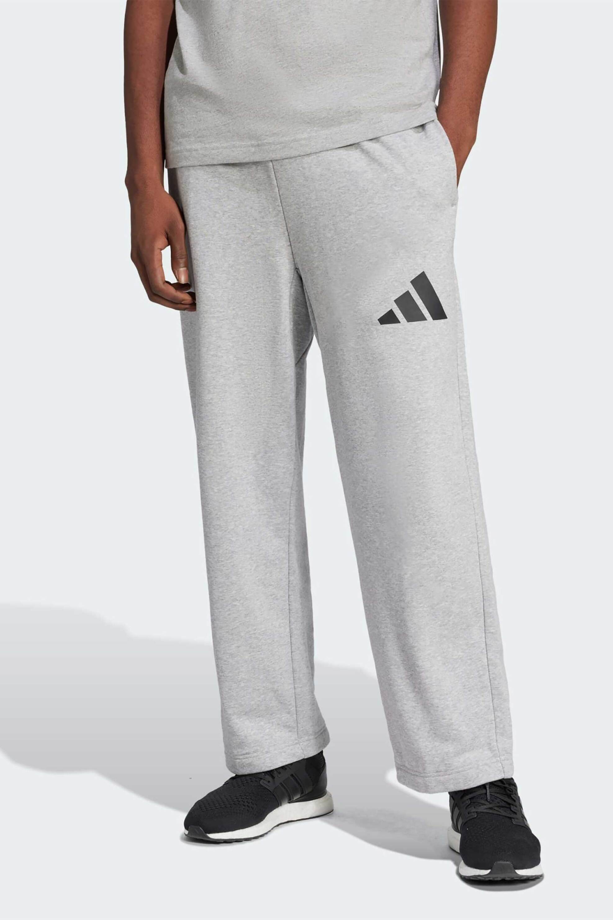 ADIDAS Adidas ανδρικό παντελόνι φόρμας Relaxed Fit "Essentials Wide Leg 3 Bar Logo" - JF3606 Γκρι