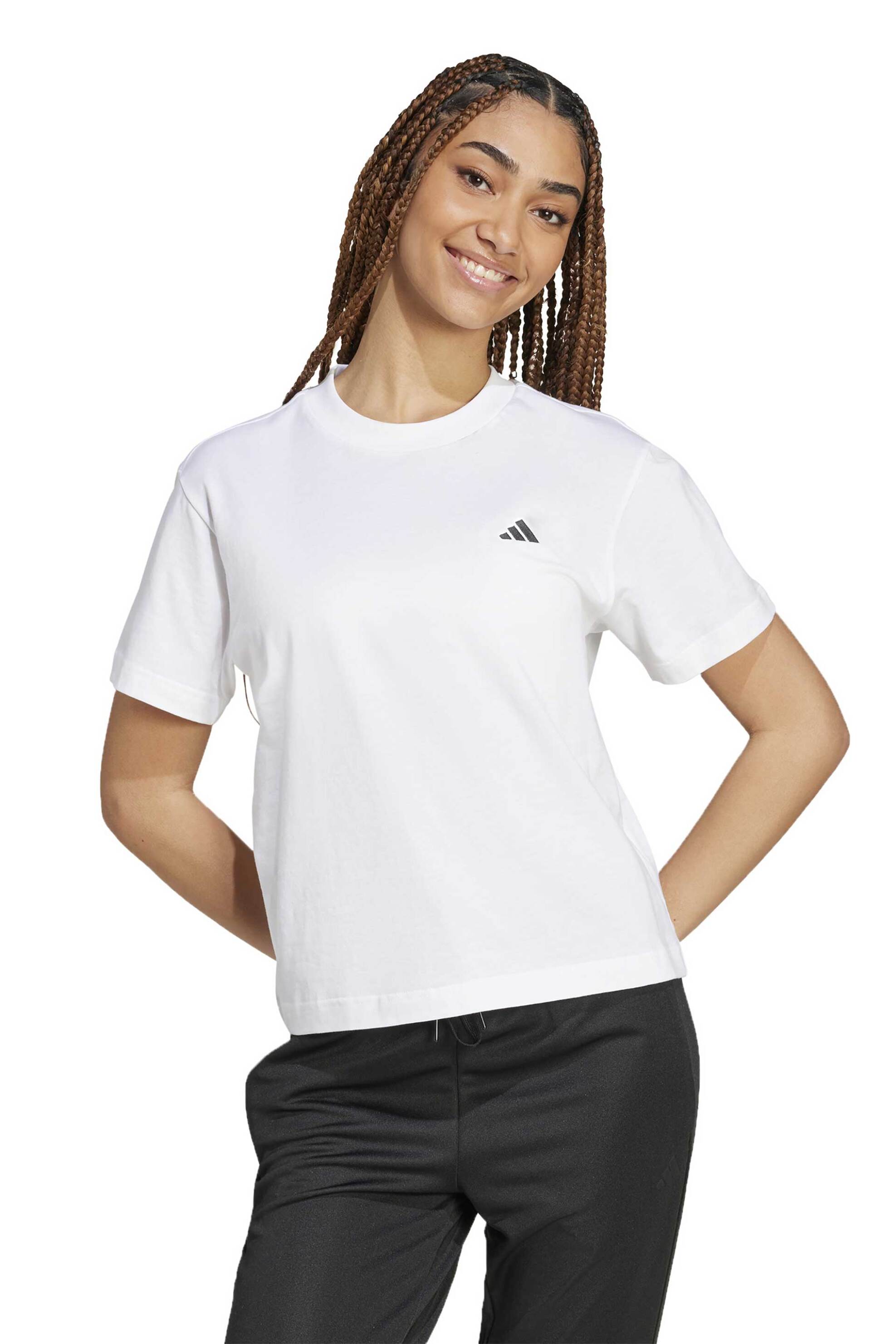 Adidas Adidas γυναικείο T-shirt μονόχρωμο με λογότυπο Regular Fit - JH3693 Λευκό 2025