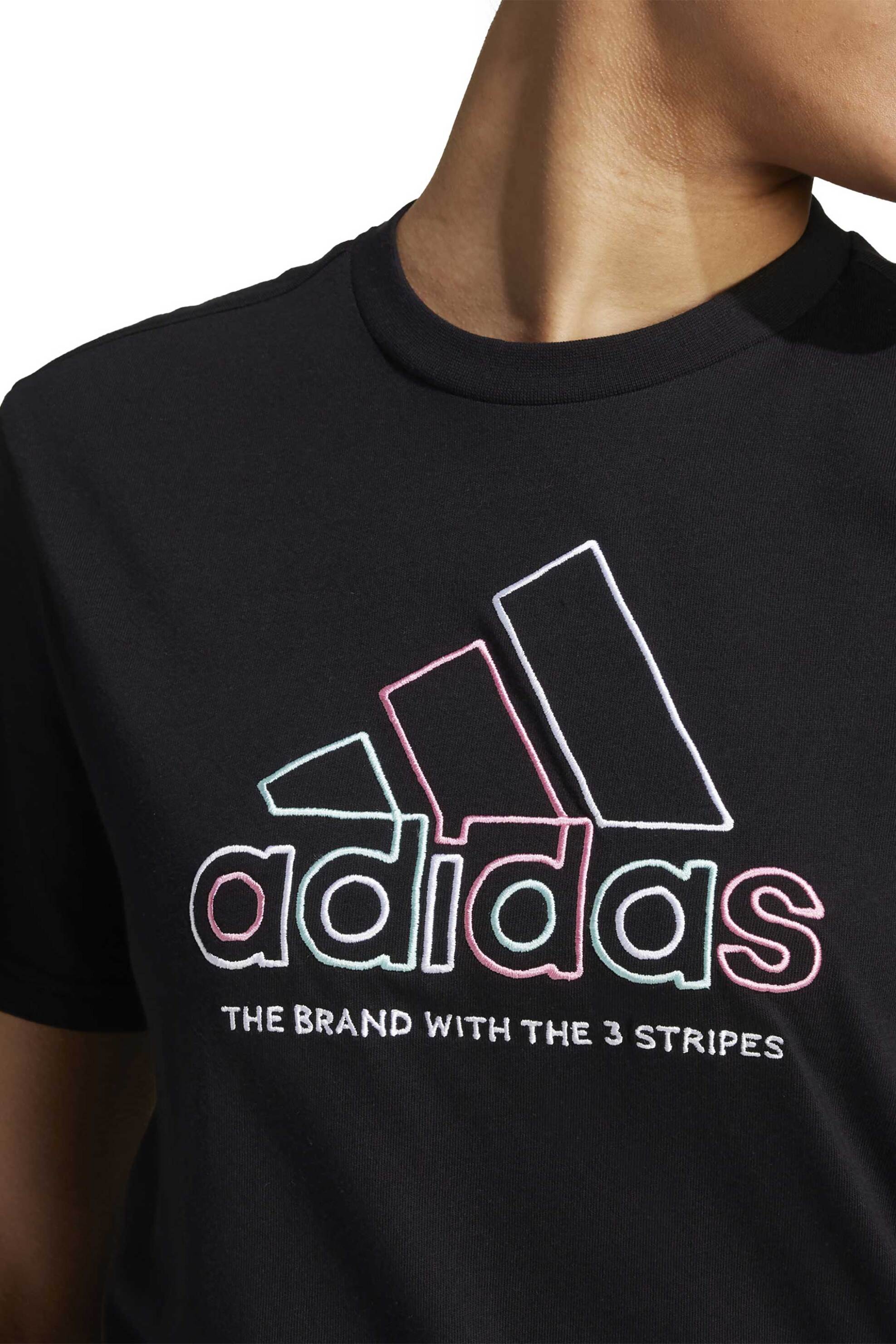 Adidas γυναικείο T-shirt με ανάγλυφο logo print Regular Fit - IW5161 Μαύρο φωτογραφία