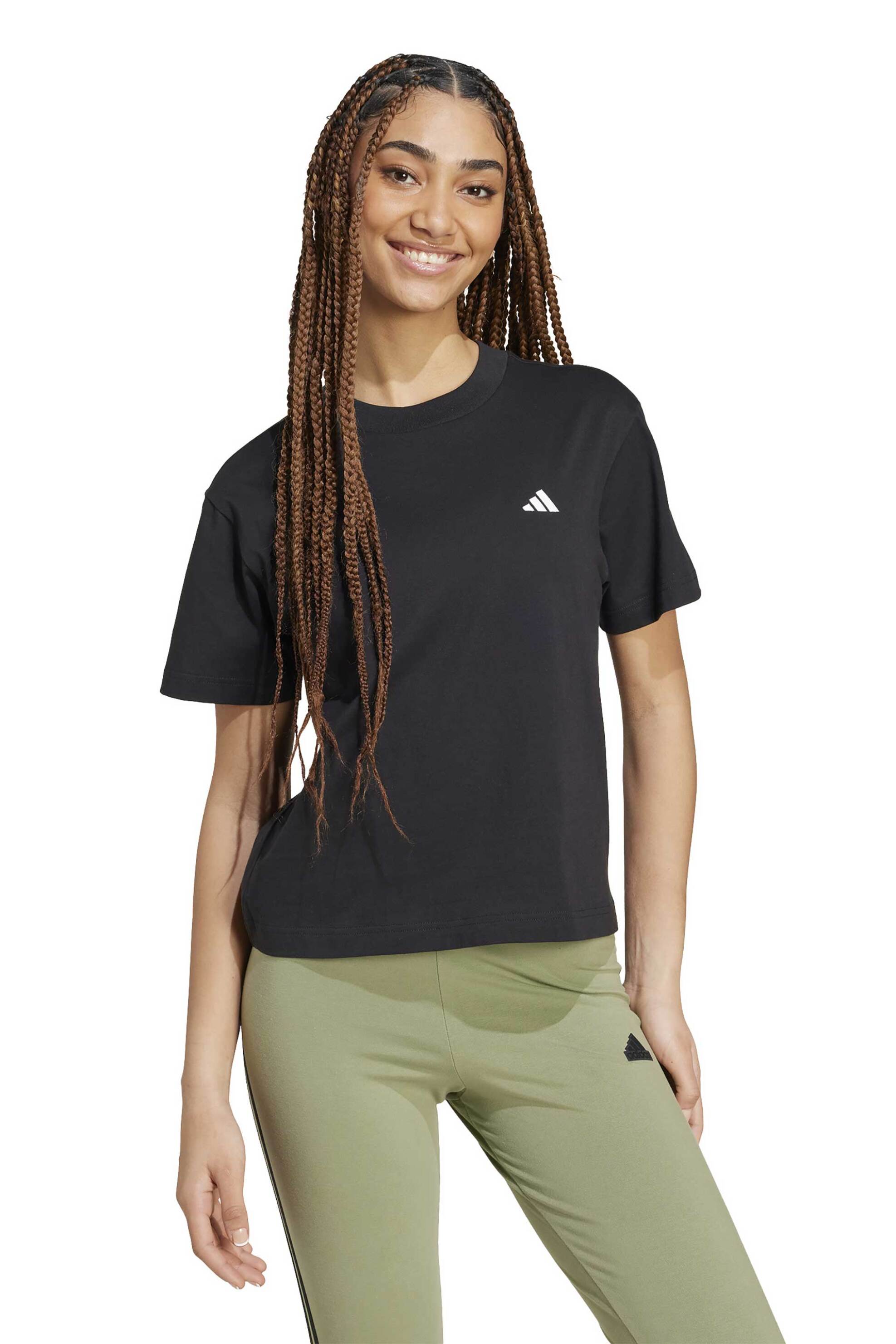 Adidas Adidas γυναικείο T-shirt μονόχρωμο με λογότυπο - JH3690 Μαύρο 2025