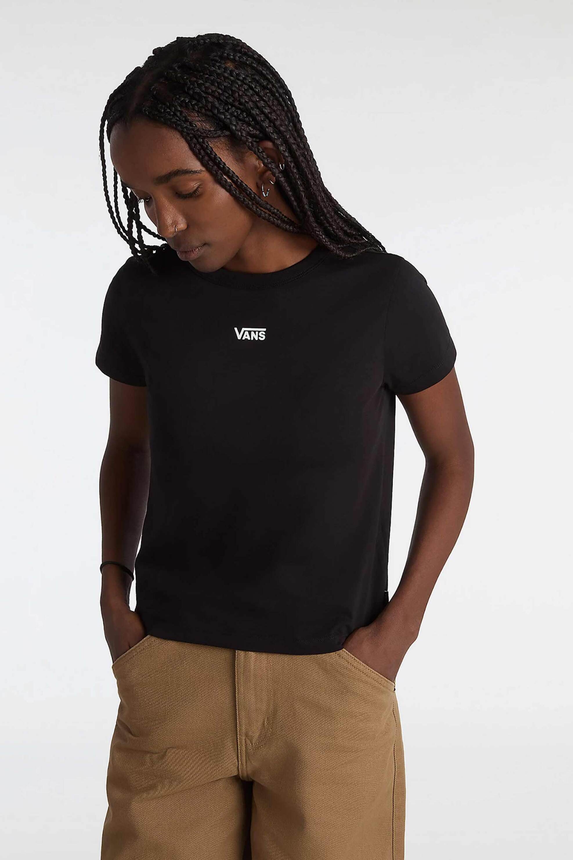 Vans Vans γυναικείο T-shirt βαμβακερό μονόχρωμο με contrast logo print 