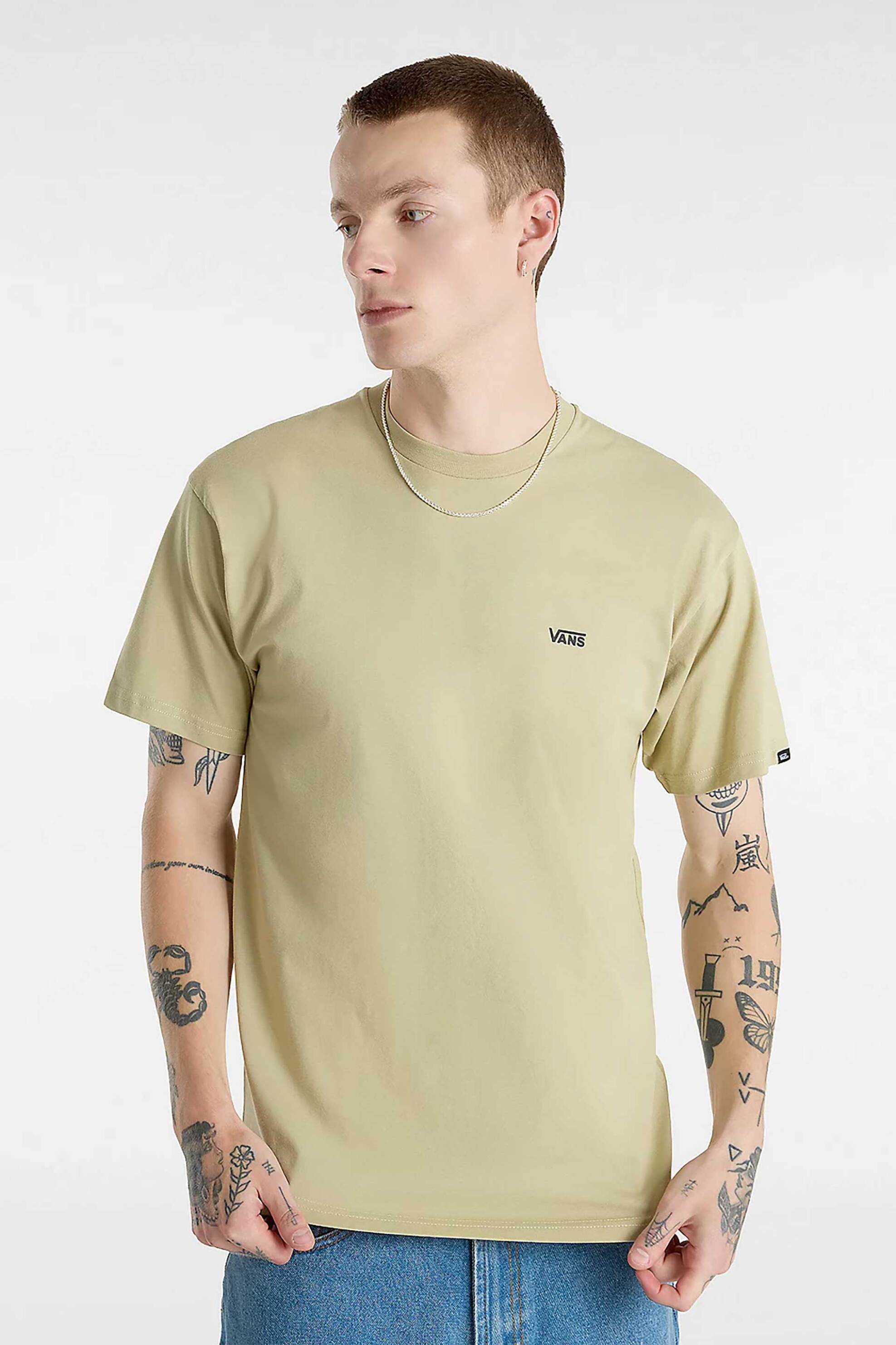 VANS Vans ανδρικό T-shirt με λογότυπο Classic Fit "Left Chest Logo" - VN0A3CZED3Z1 Μπεζ