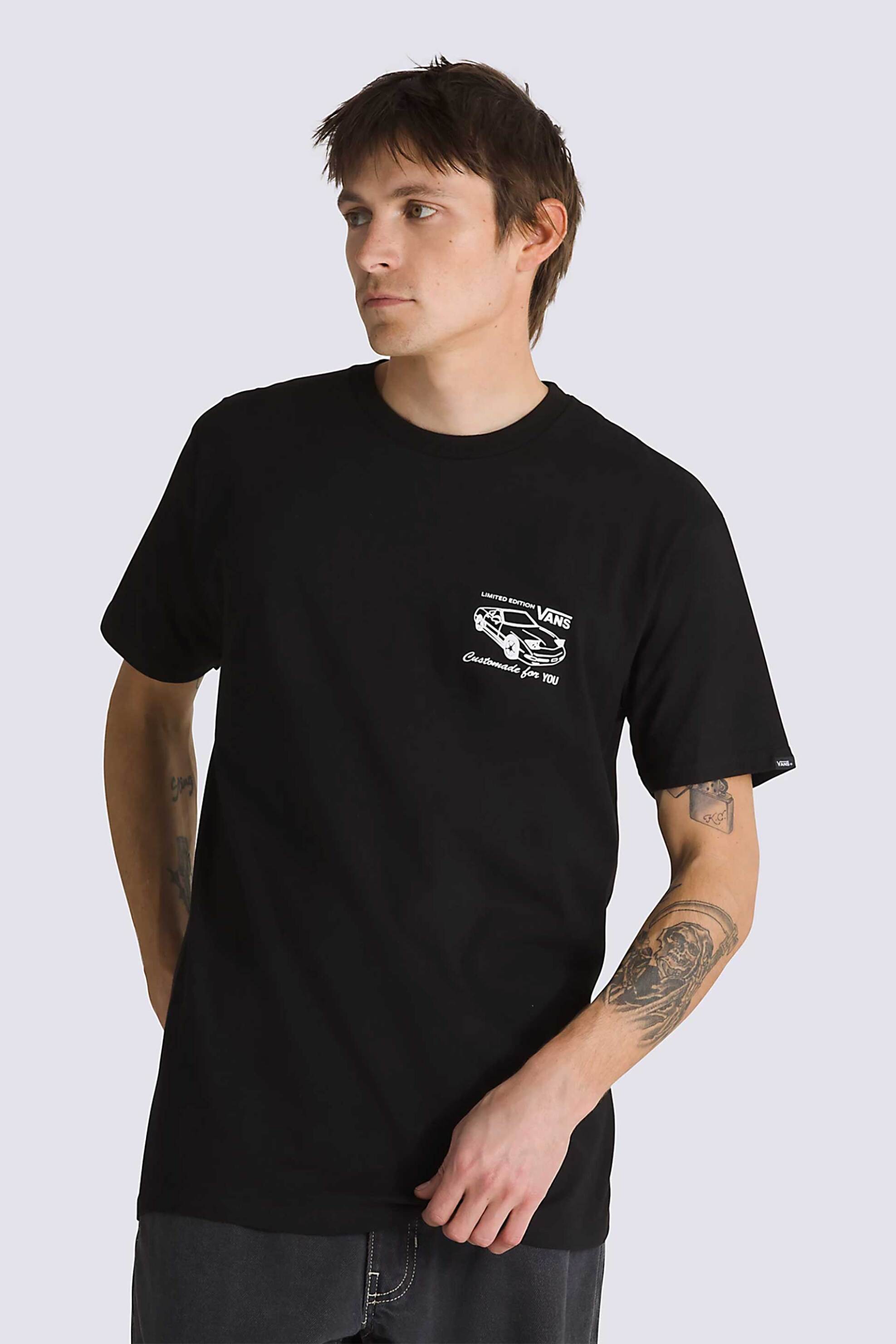 VANS Vans ανδρικό T-shirt με graphic print στο μπροστά και πίσω μέρος Classic Fit - VN000HFPBLK1 Μαύρο