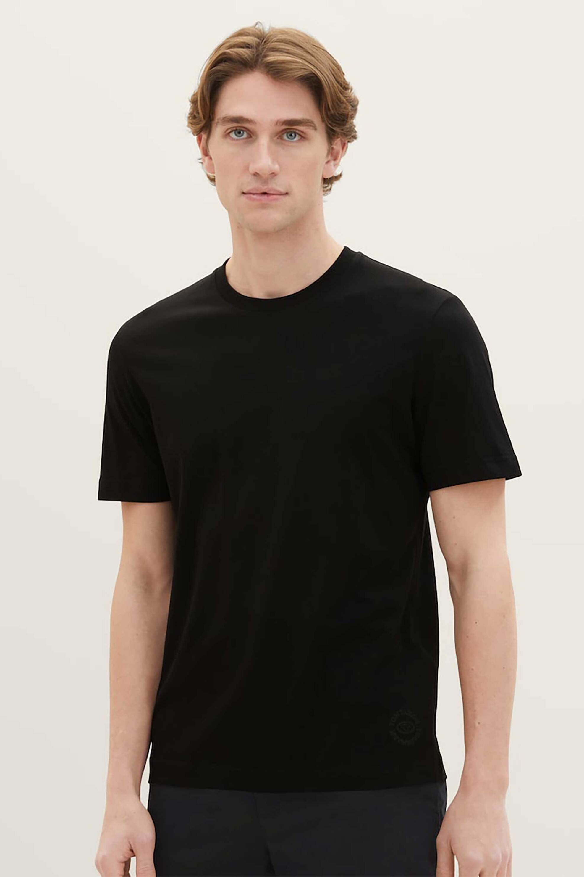 TOM TAILOR Tom Tailor σετ ανδρικά μονόχρωμα T-shirts Regular Fit (2 τεμάχια) - 1037741 Μαύρο