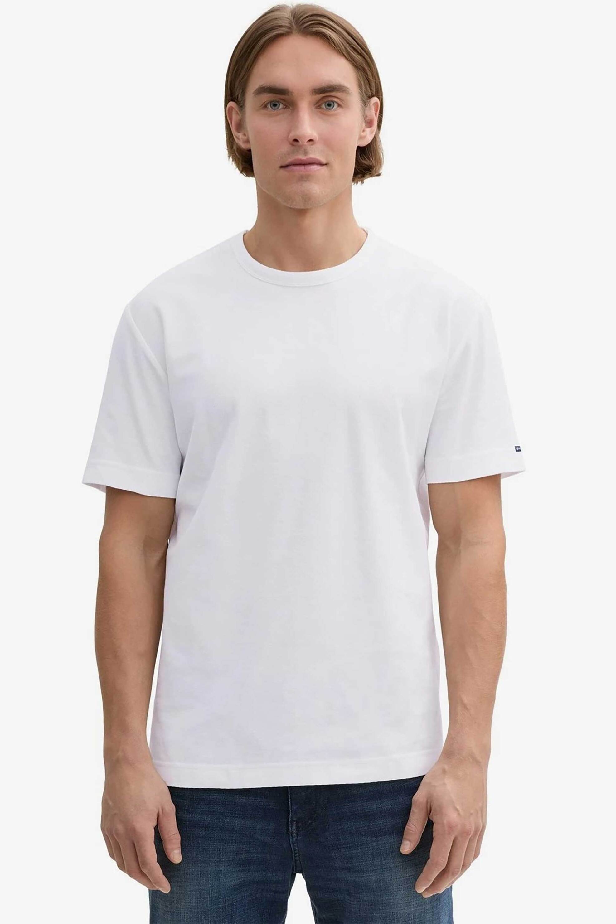 Tom Tailor ανδρικό T-shirt structured μονόχρωμο Regular Fit - 1045635 Λευκό φωτογραφία