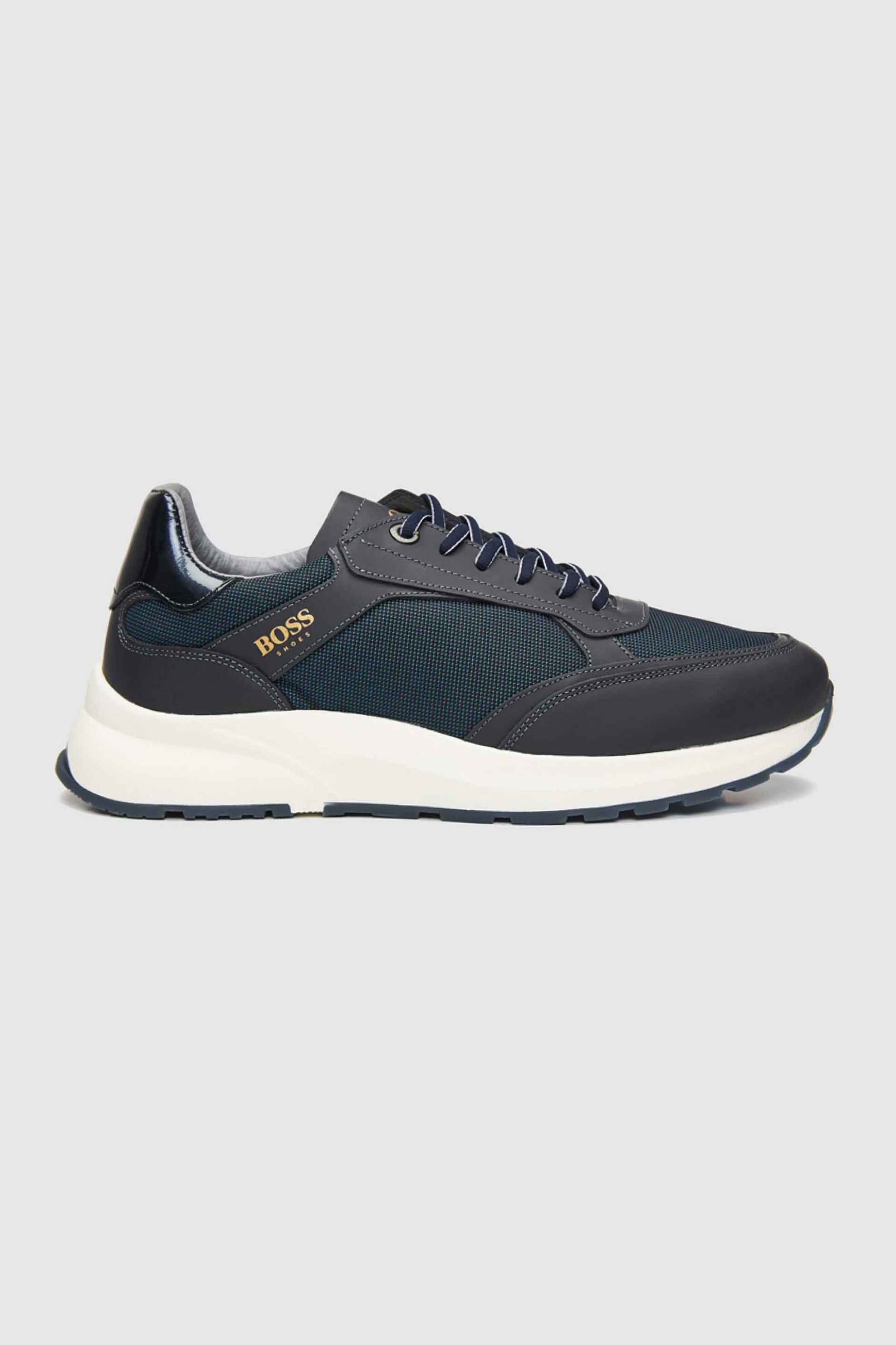 BOSS SHOES Boss Shoes ανδρικά δερμάτινα sneakers με λογότυπο - AZ273 THES Σκούρο Μπλε