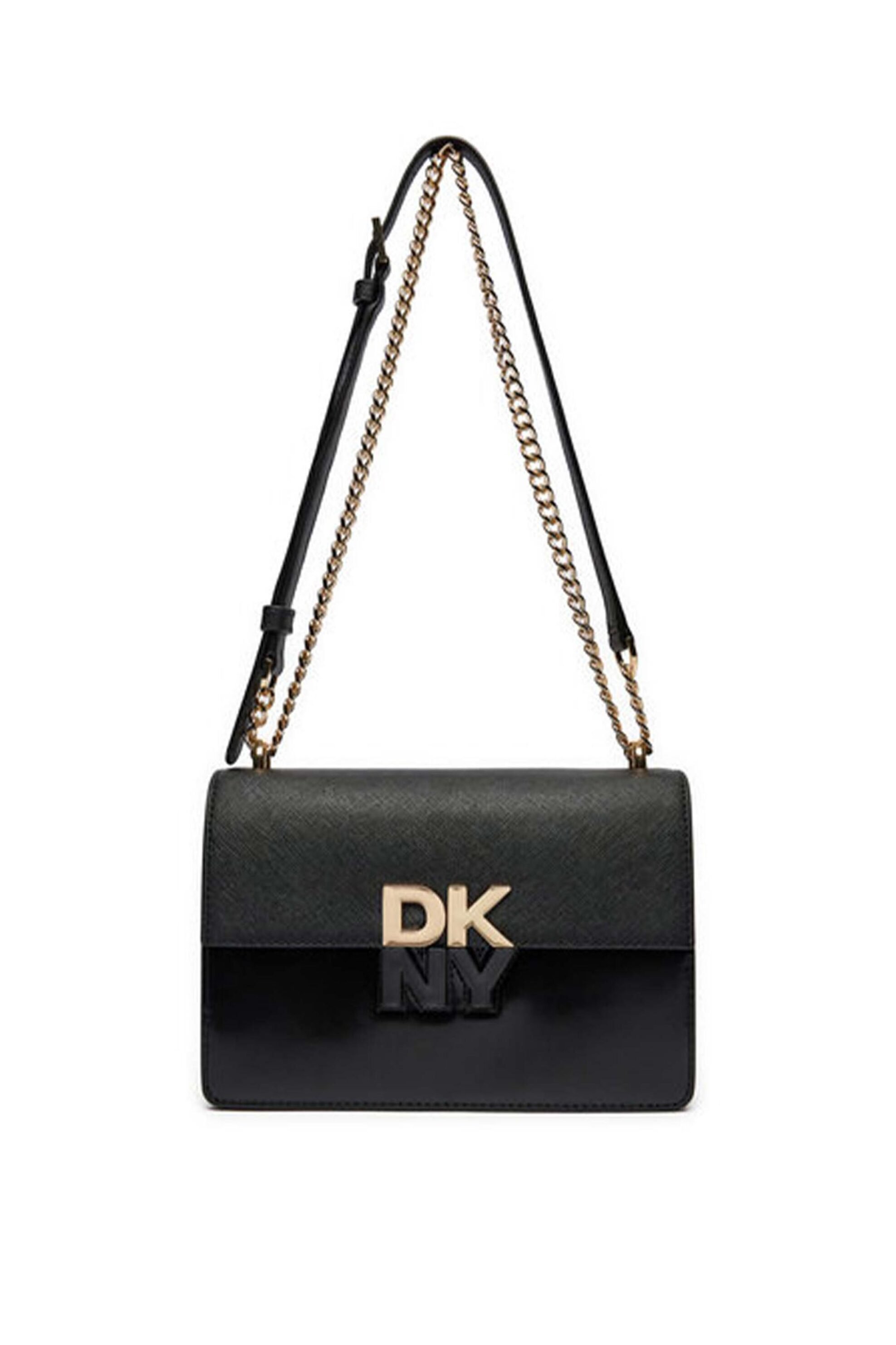  DKNY γυναικεία δερμάτινη τσάντα crossbody με μεταλλικό λογότυπο 