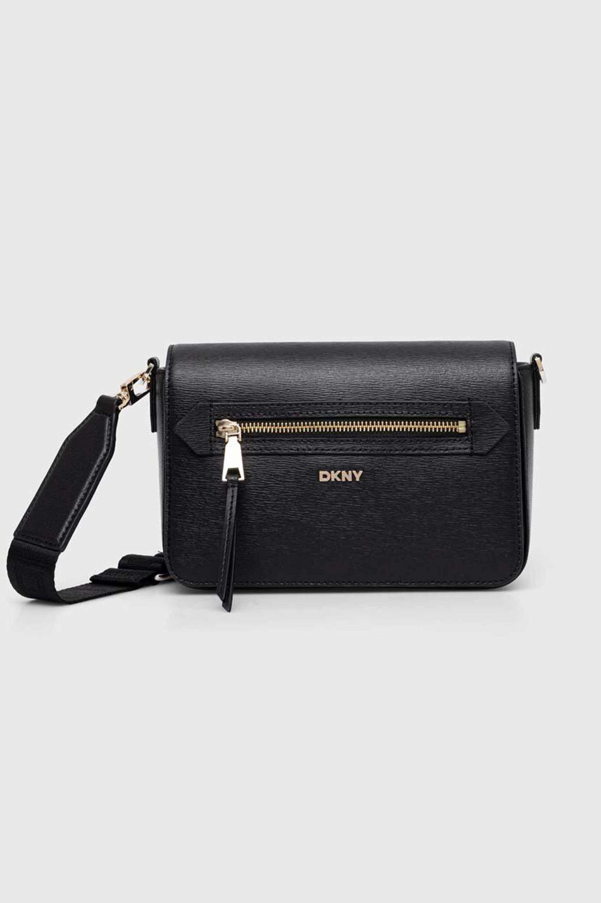  DKNY γυναικεία δερμάτινη τσάντα crossbody με μεταλλικό logo 