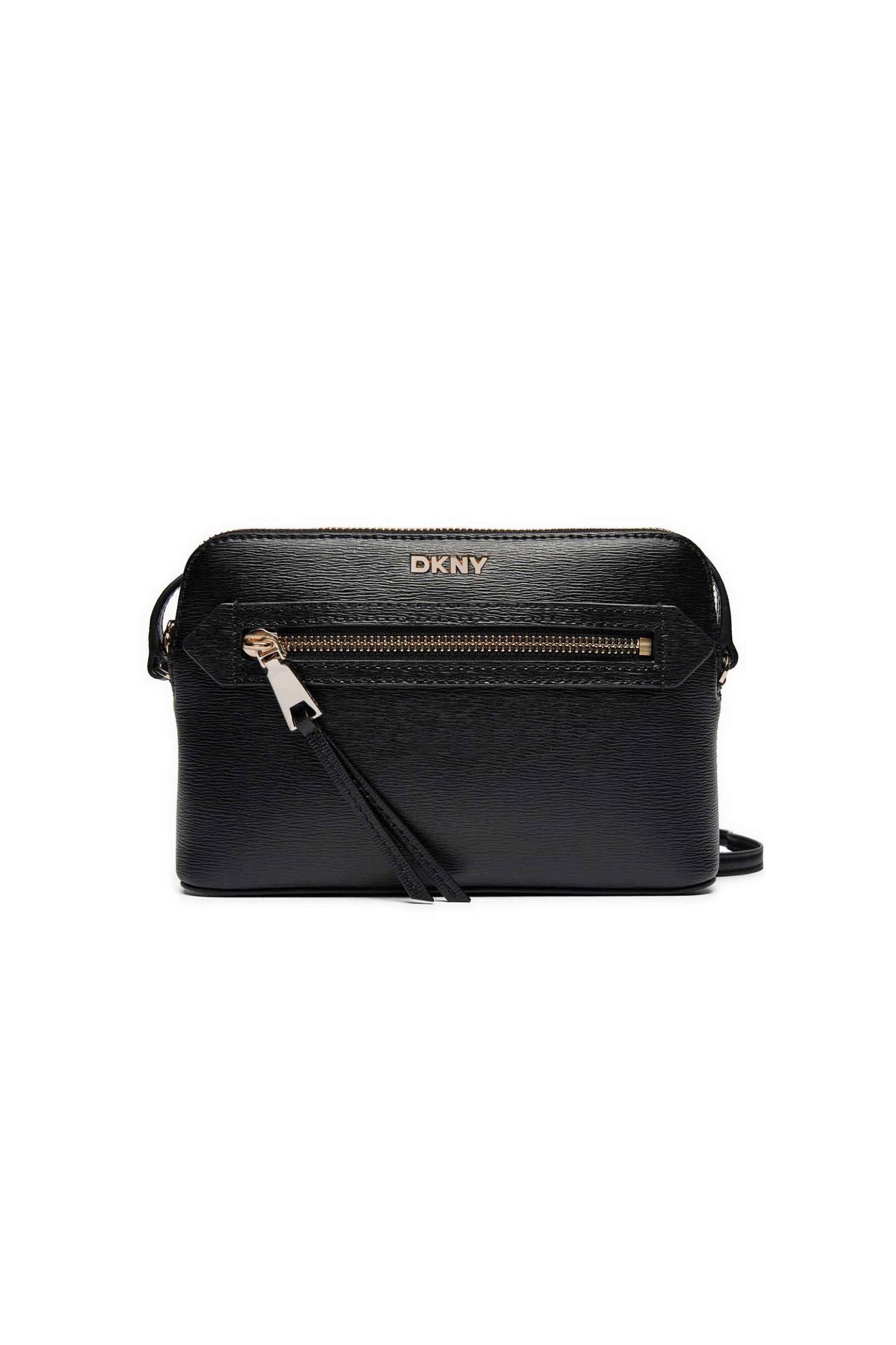  DKNY γυναικεία δερμάτινη τσάντα crossbody με μεταλλικό logo 