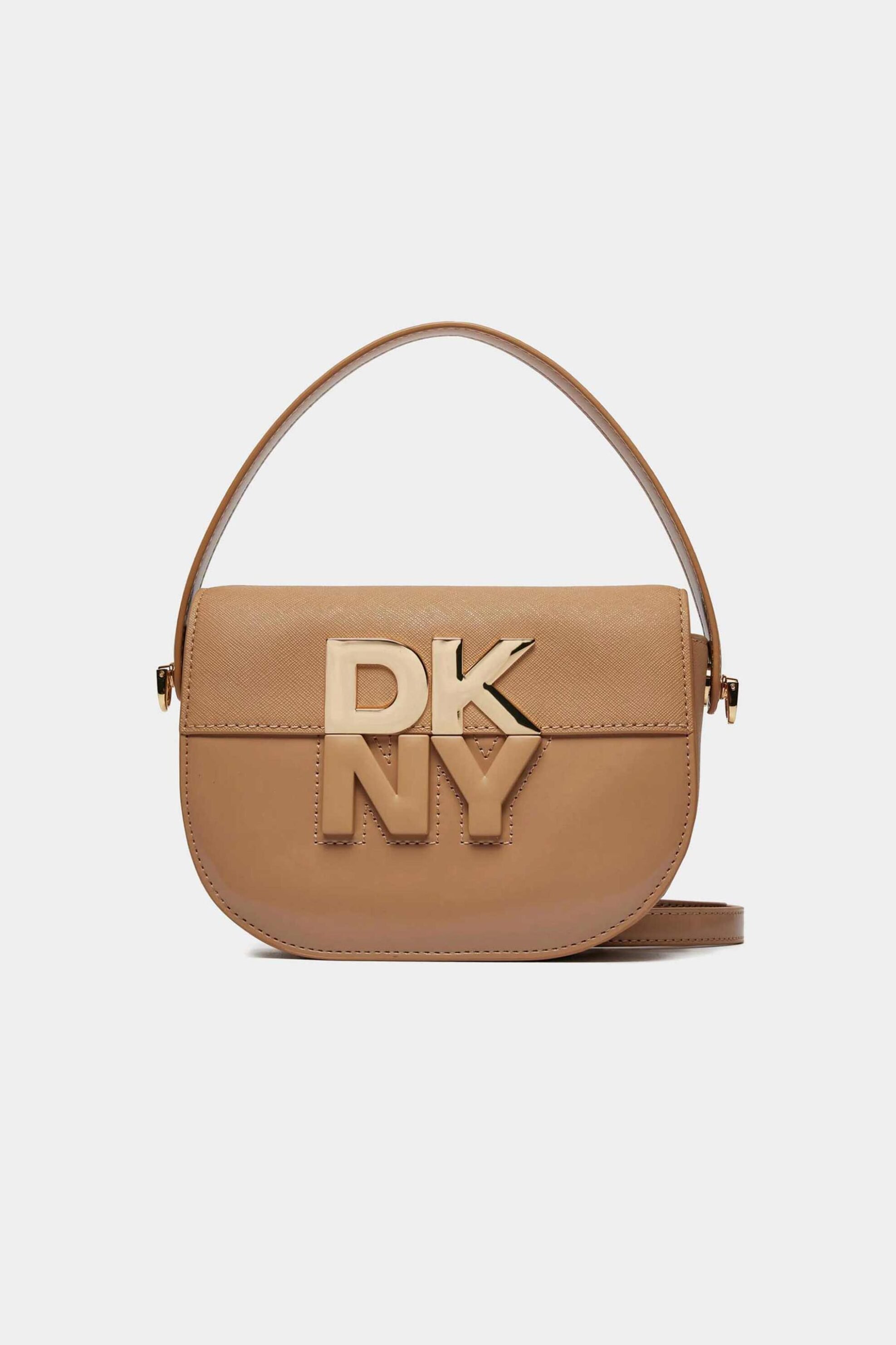  DKNY γυναικεία δερμάτινη τσάντα crossbody με μεταλλικό logo 