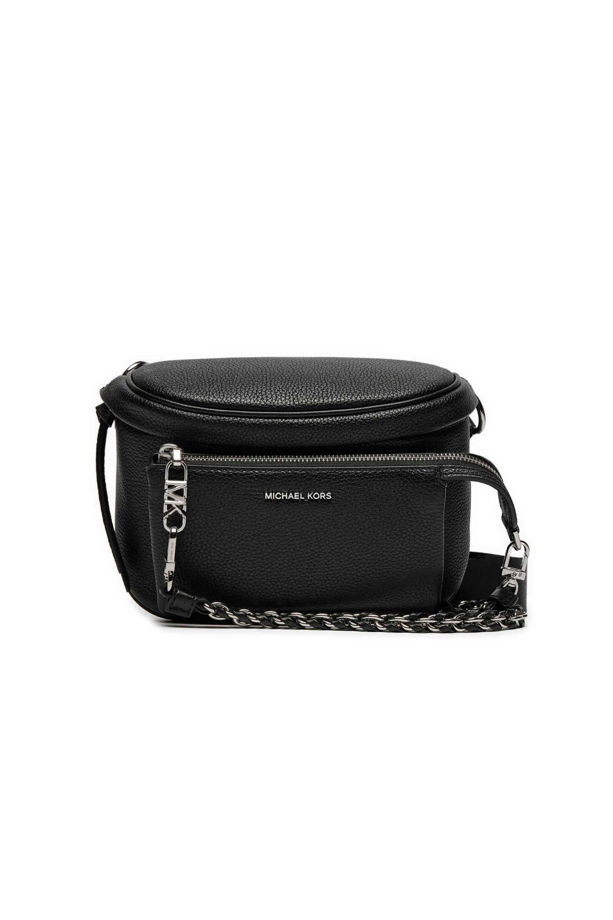  Michael Kors γυναικεία δερμάτινη τσάντα crossbody με μεταλλικό λογότυπο - 30S4S04M8L Μαύρο 2025