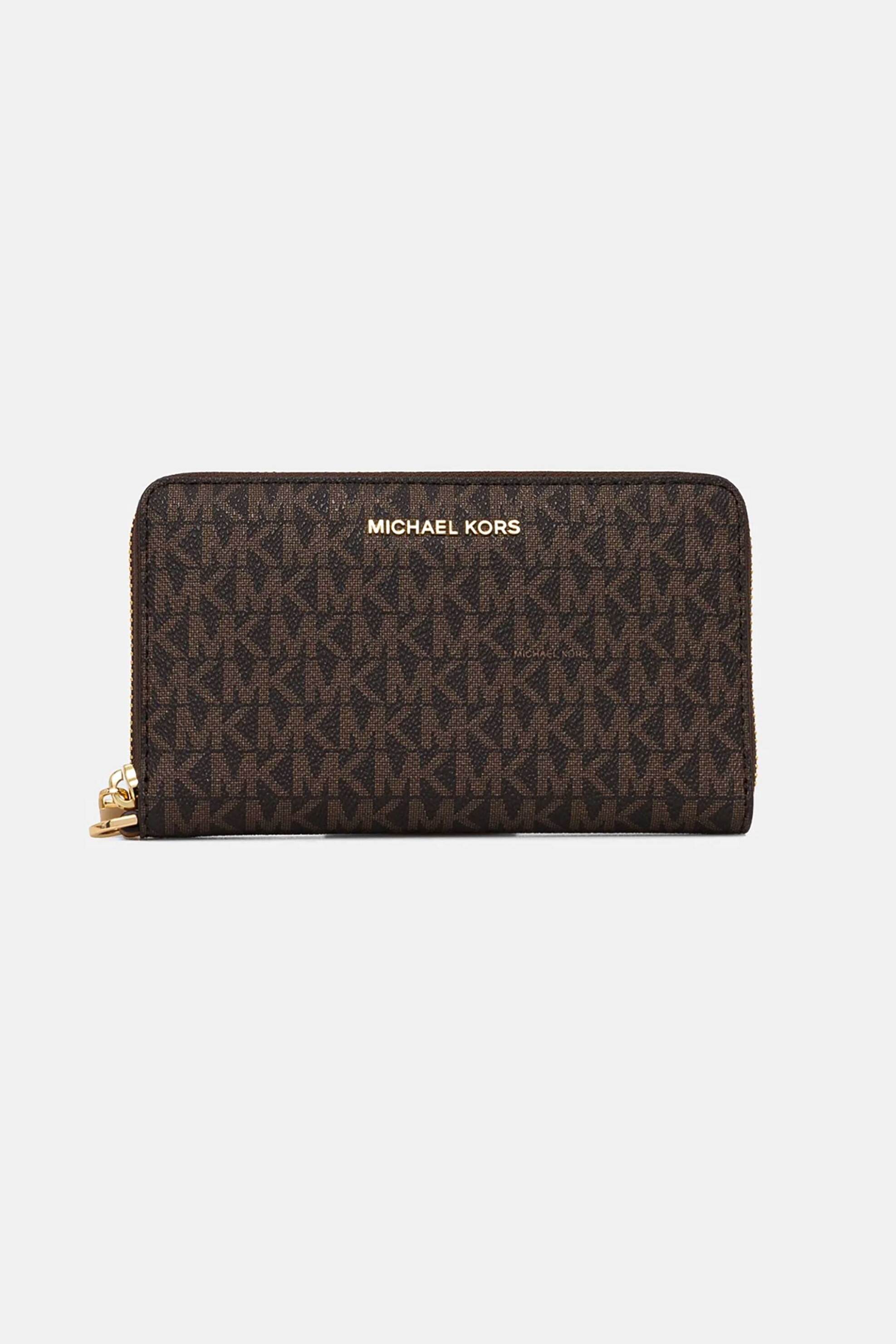  Michael Kors γυναικείο πορτοφόλι με all-over monogram print και μεταλλικό λογότυπο - 32F1GJ6E2B Καφέ 2025