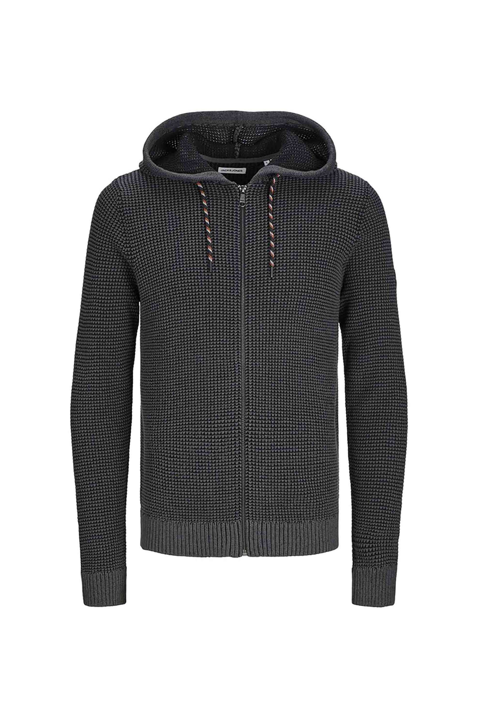 JACK & JONES JACK & JONES ανδρική πλεκτή ζακέτα με κουκούλα Regular Fit - 12258665 Μαύρο