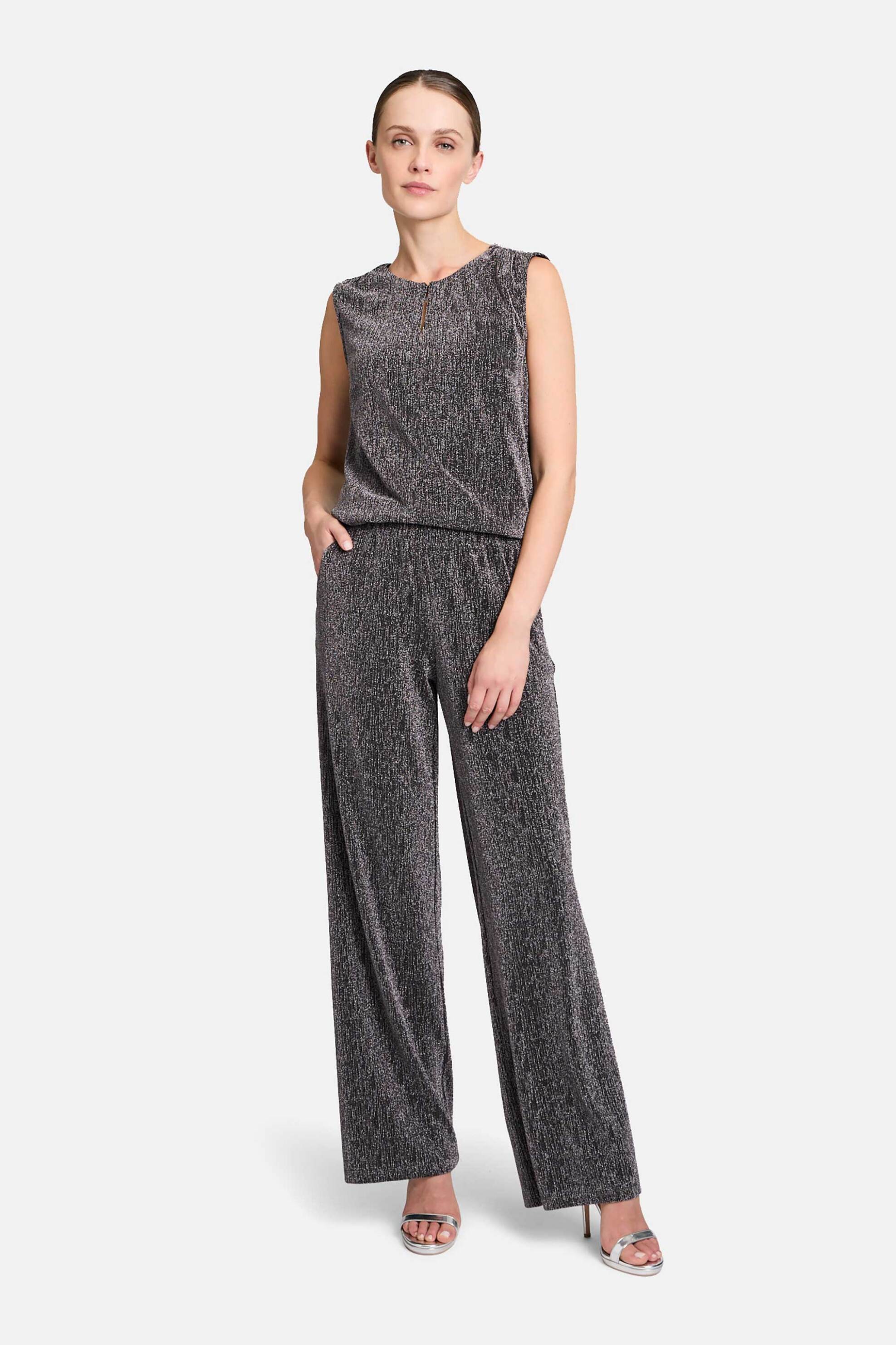 BETTY & CO BETTY & CO γυναικείο ψηλόμεσο παντελόνι με glitter look - 6552/3423 Μαύρο