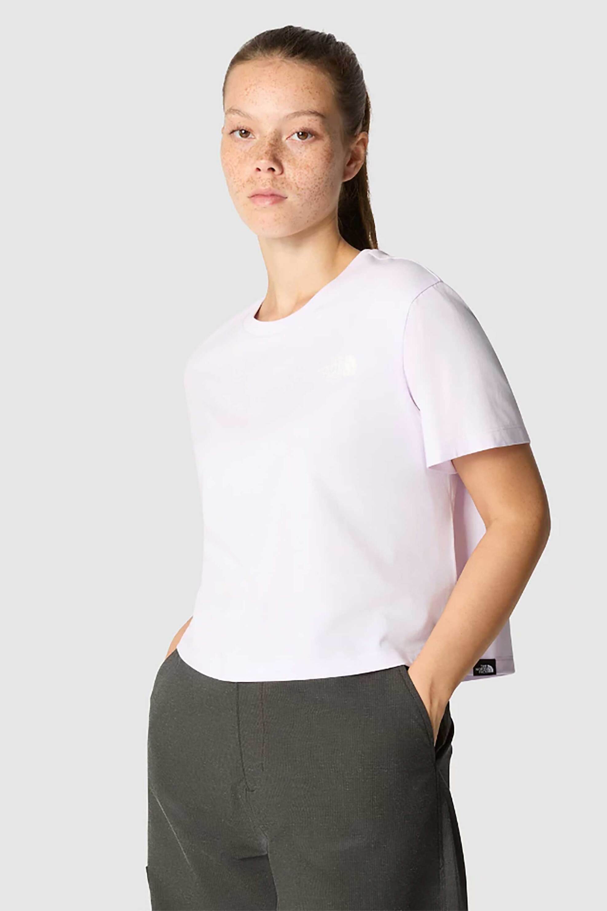 The North Face γυναικείο βαμβακερό T-shirt cropped μονόχρωμο - NF0A87U4PMI1 Λιλά