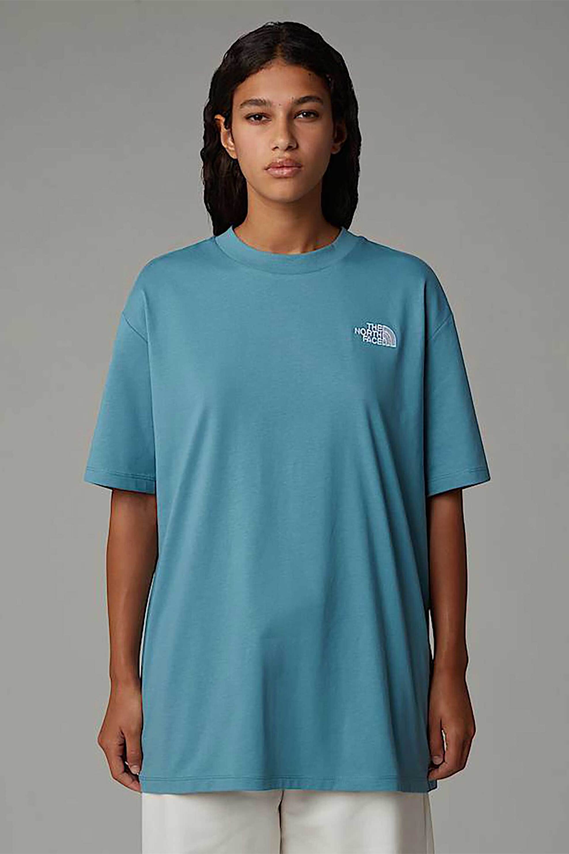 The North Face The North Face γυναικείο T-shirt μονόχρωμο με λογότυπο ''W Ss Essential Oversize Tee'' - NF0A87NQ1OM1 Μπλε Ανοιχτό 2025