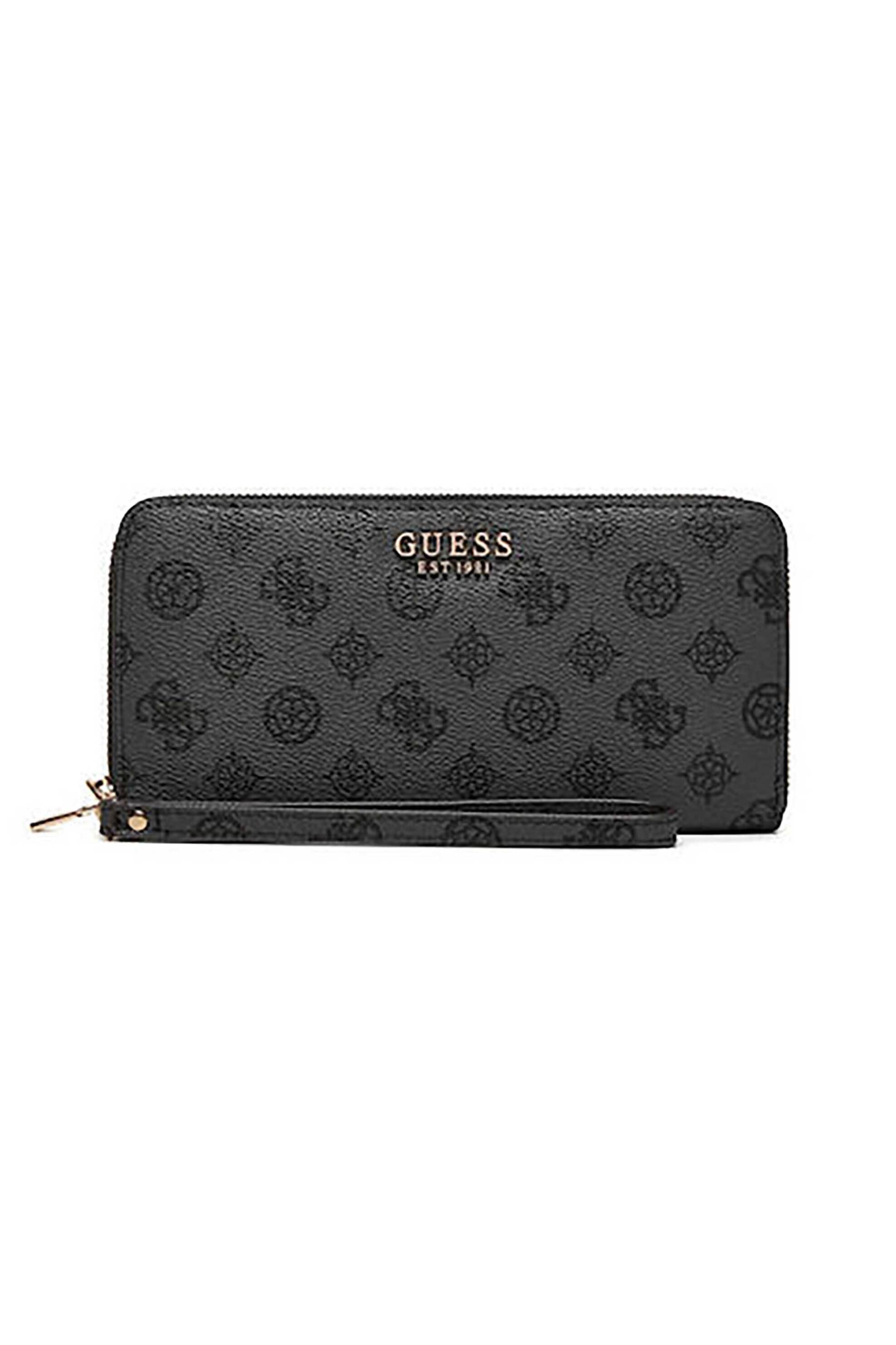 Guess Guess γυναικείο πορτοφόλι με all-over logo print και λουράκι καρπού 