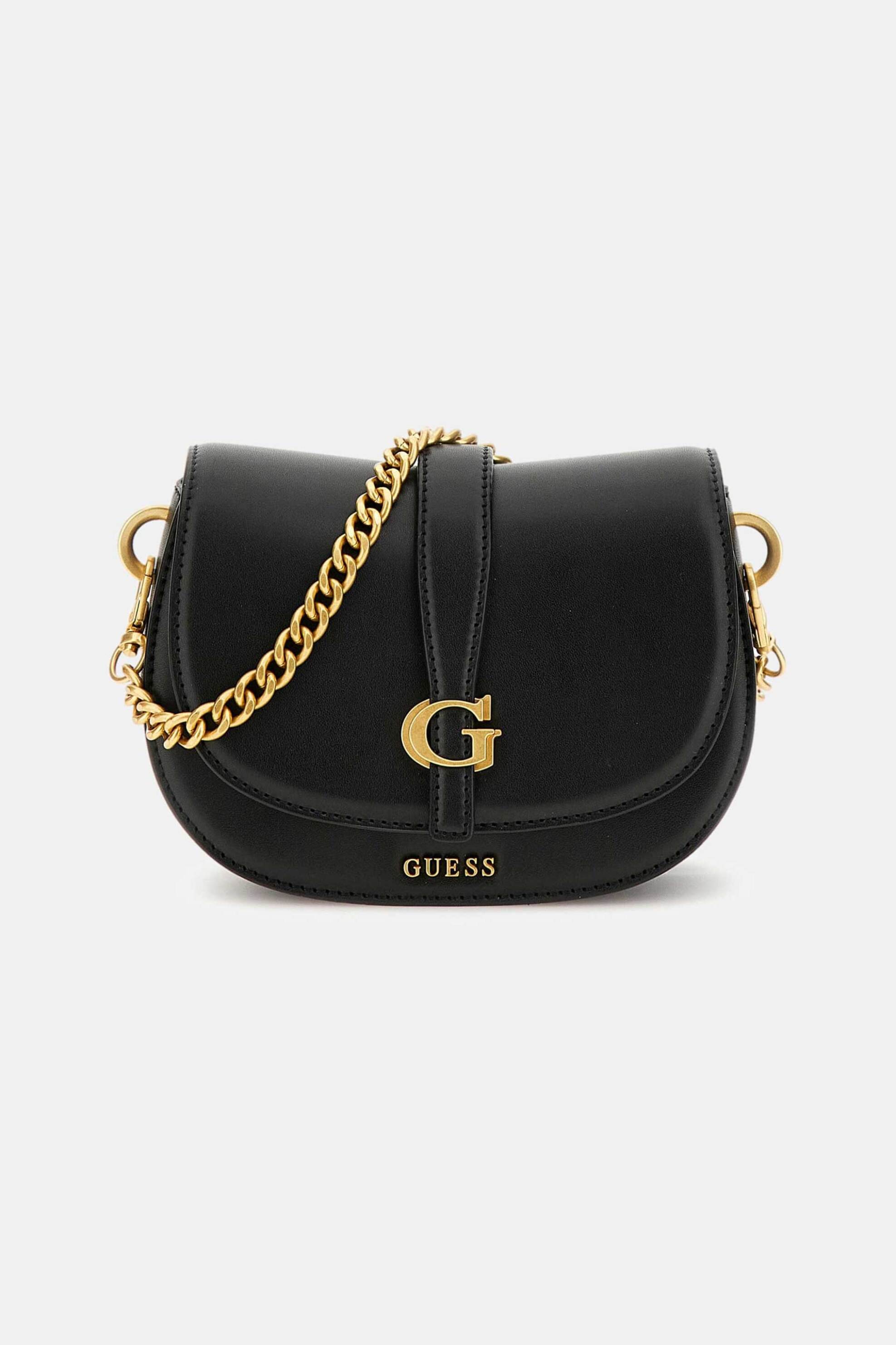 Guess Guess γυναικεία τσάντα crossbody mini μονόχρωμη με μεταλλικό λογότυπο 