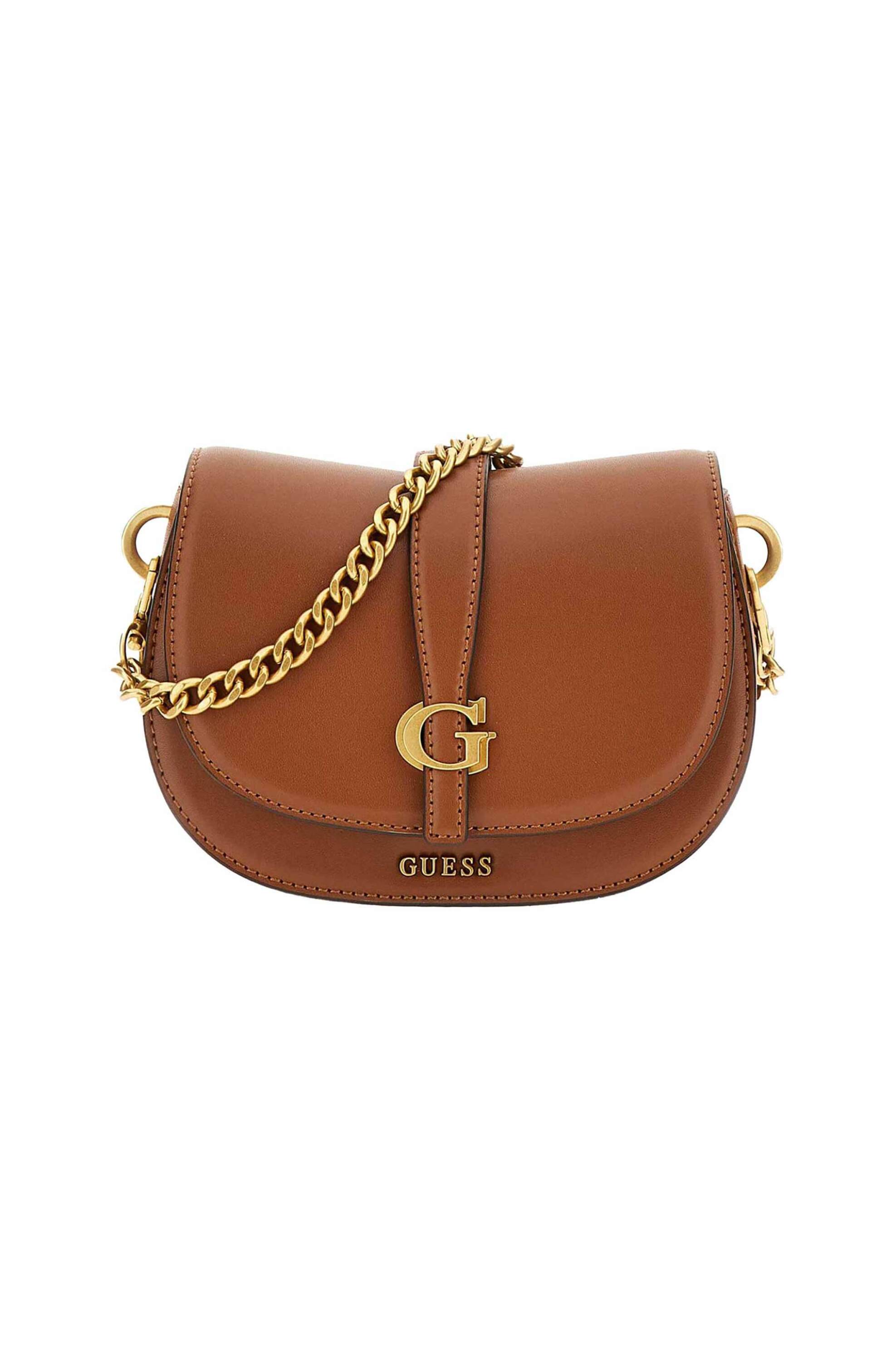 Guess Guess γυναικεία τσάντα crossbody mini μονόχρωμη με μεταλλικό λογότυπο 