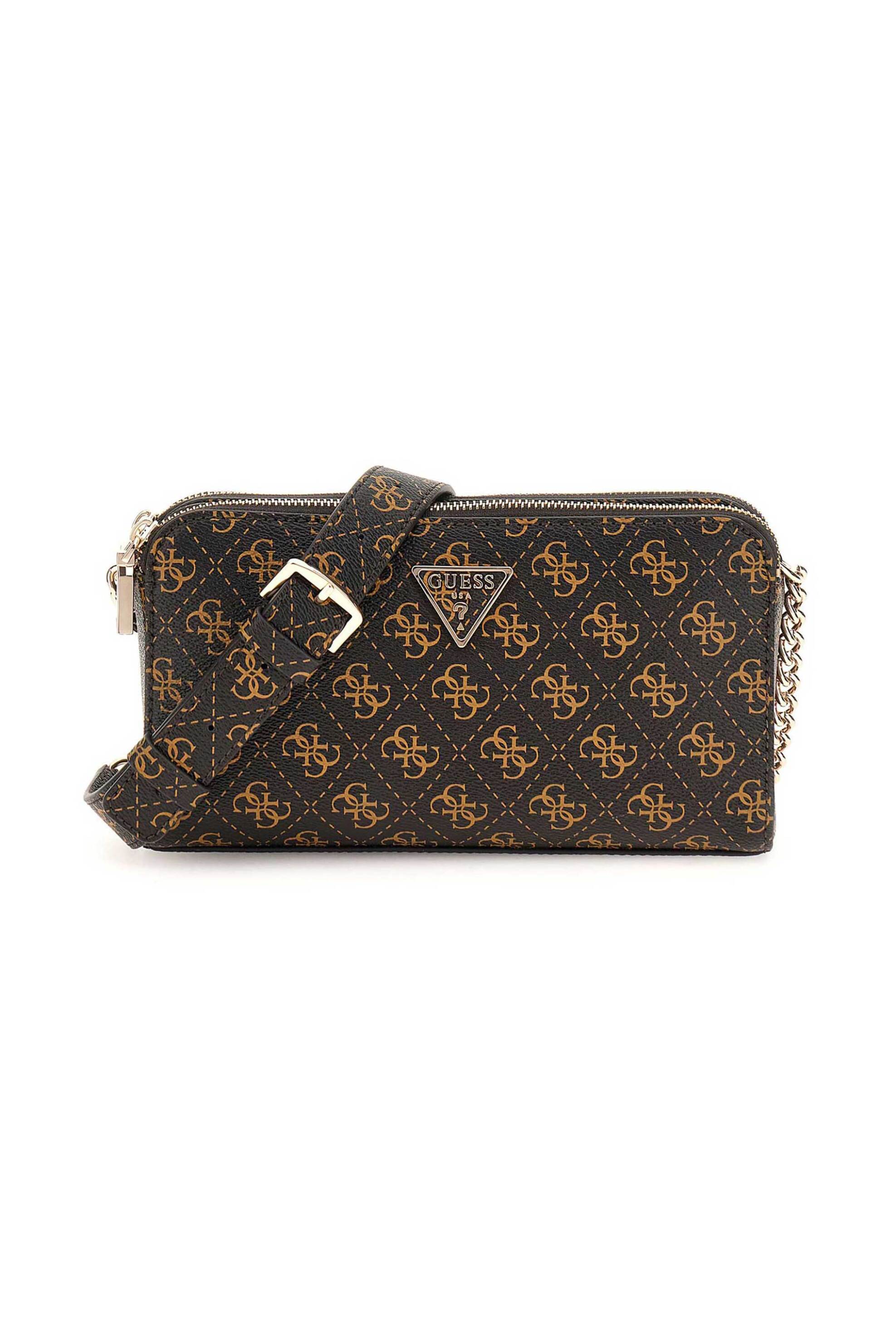 Guess Γυναικεία τσάντα crossbody με all-over logo print και μεταλλικό λογότυπο 