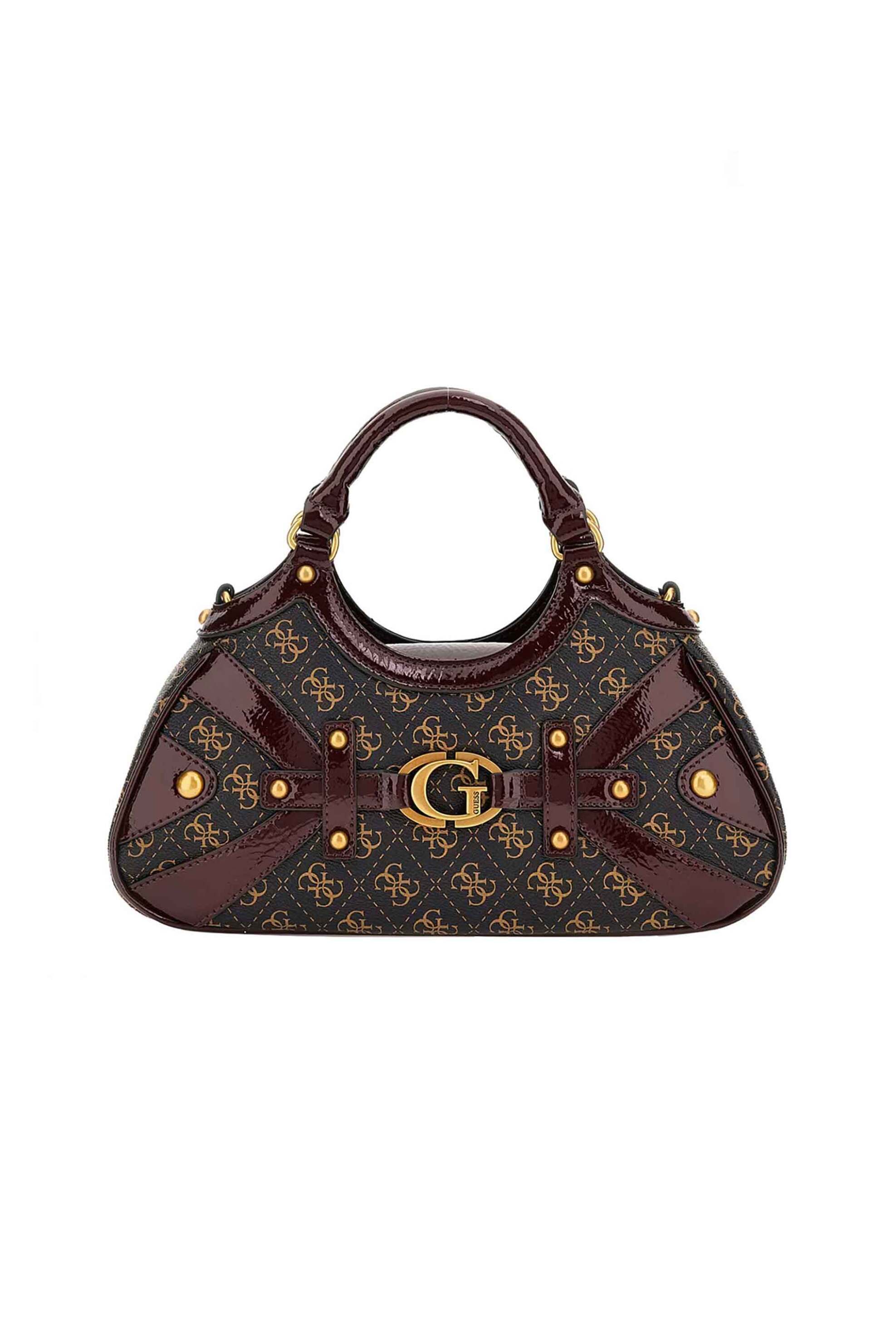 Guess Guess γυναικεία τσάντα χειρός με all-over logo print και μεταλλικό μονόγραμμα 