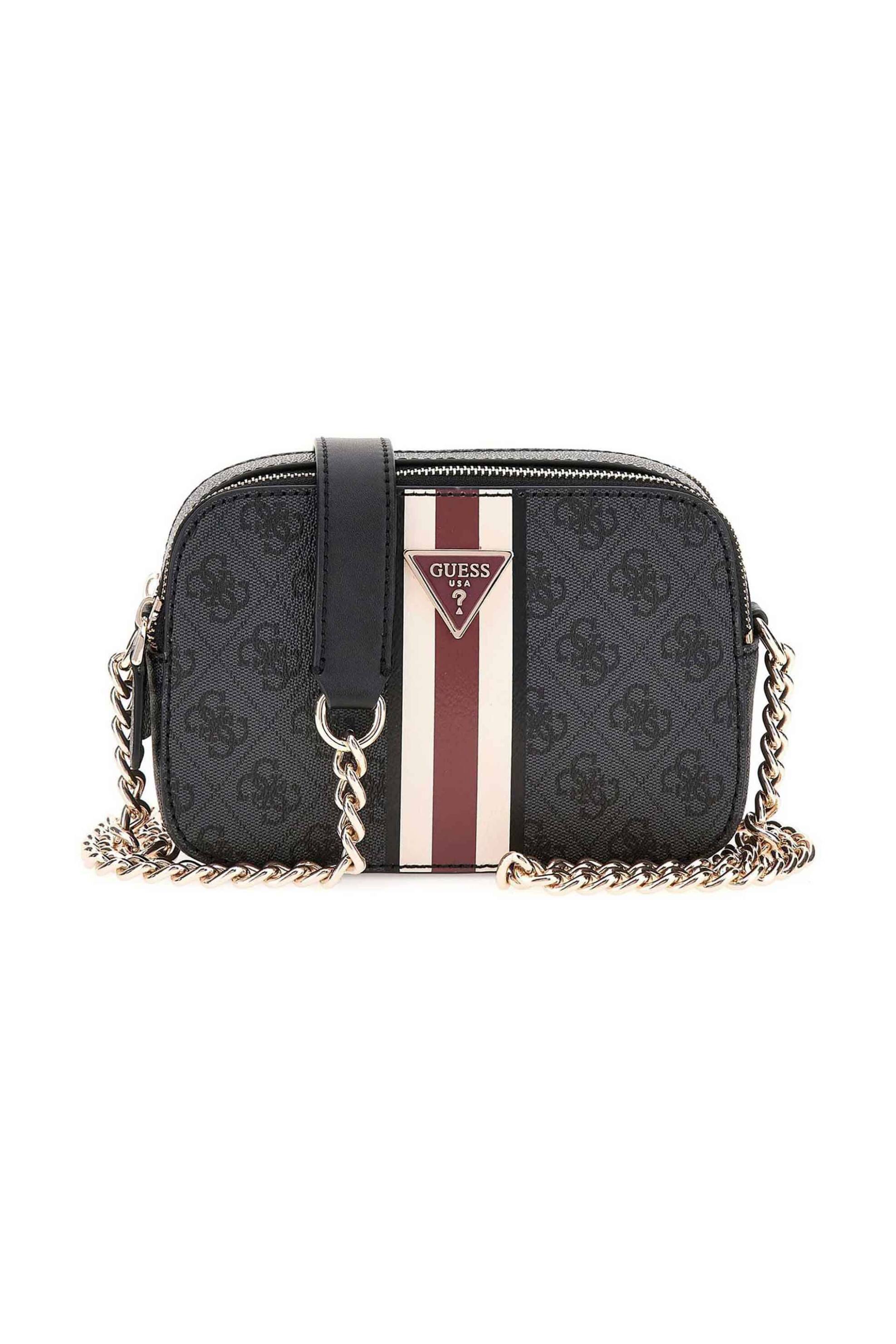 Guess Guess γυναικεία τσάντα crossbody με all-over logo print και μεταλλικό λογότυπο 