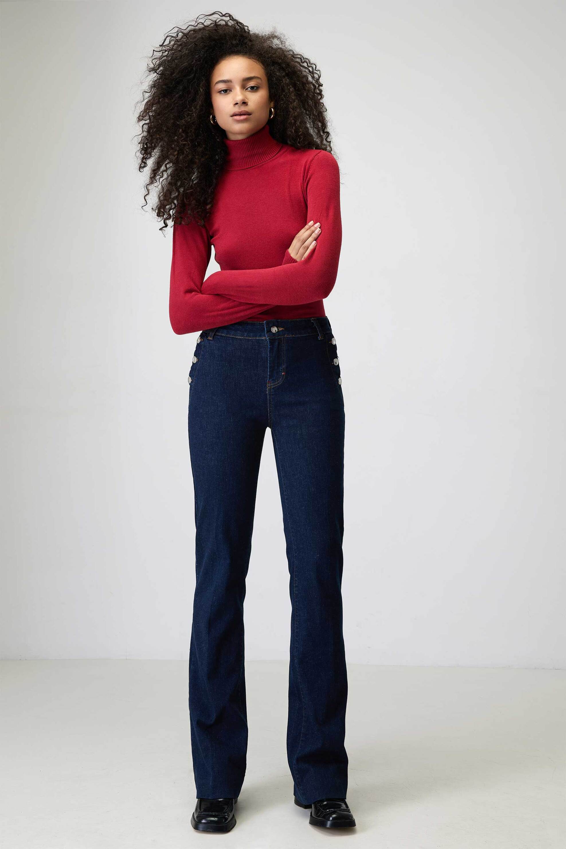 SARAH LAWRENCE JEANS Sarah Lawrence γυναικείο τζιν παντελόνι με κουμπιά Flare Fit - 2-550050 Μπλε 2025