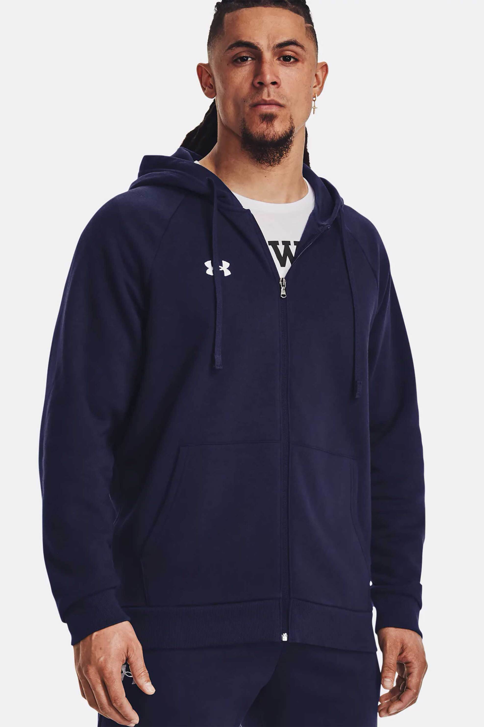 UNDER ARMOUR Under Armour ανδρική ζακέτα φούτερ με κουκούλα και κεντημένο logo Loose Fit - 1379767 Μπλε Σκούρο