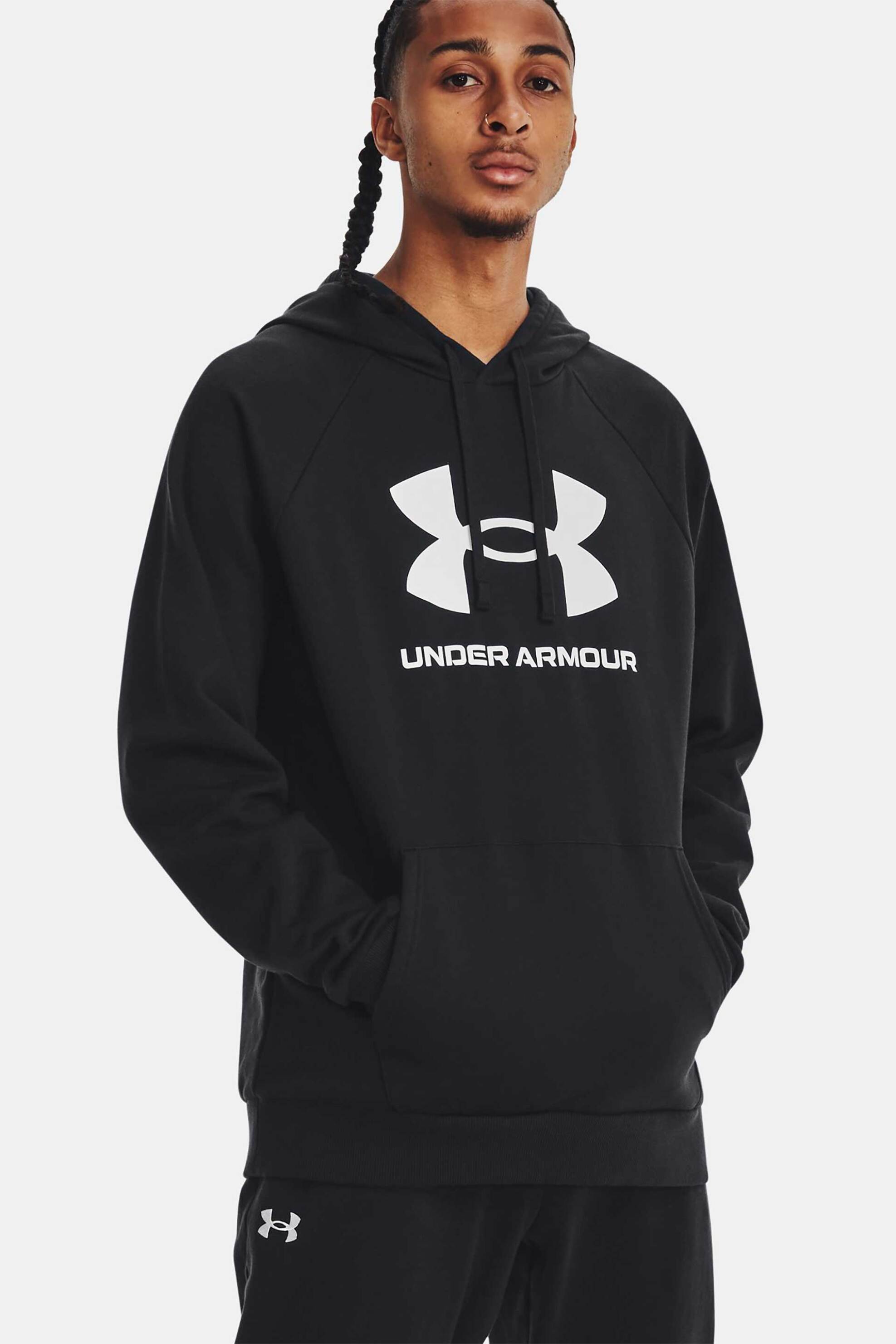 UNDER ARMOUR Under Armour ανδρική μπλούζα φούτερ με logo print και κουκούλα Loose Fit - 1379758 Μαύρο