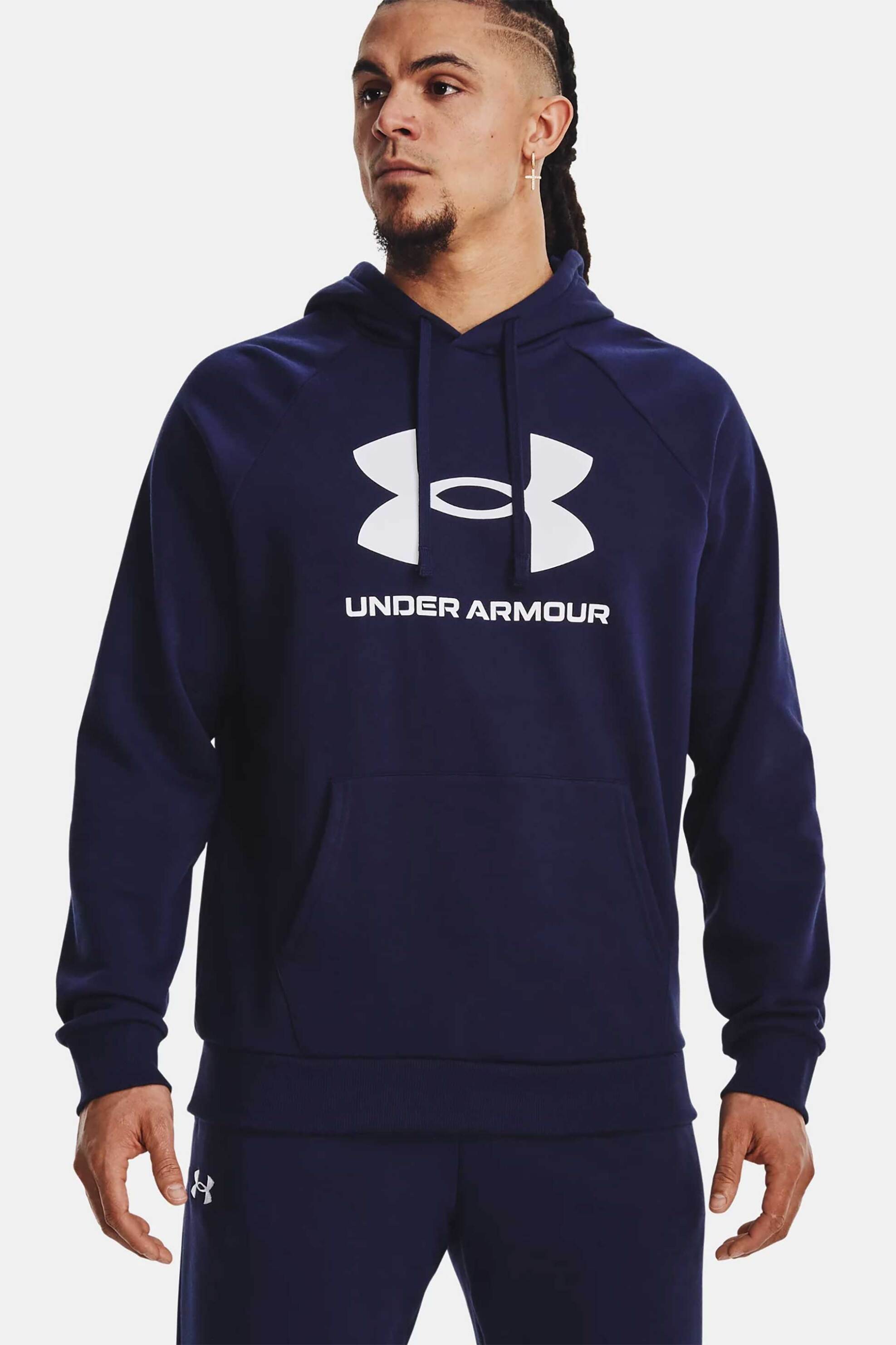 UNDER ARMOUR Under Armour ανδρική μπλούζα φούτερ με logo print και κουκούλα Loose Fit - 1379758 Μπλε Σκούρο