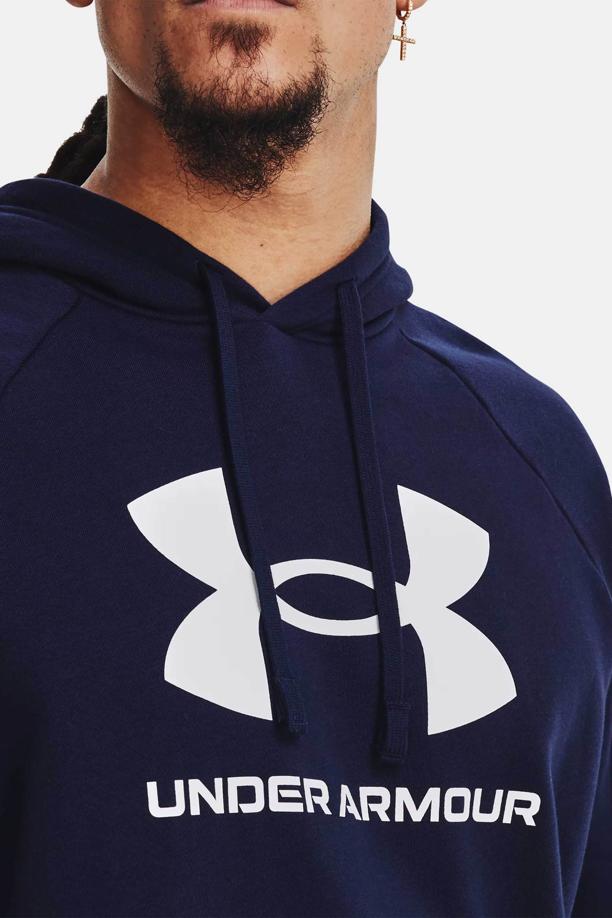 Under Armour ανδρική μπλούζα φούτερ με logo print και κουκούλα Loose Fit - 1379758 Μπλε Σκούρο φωτογραφία