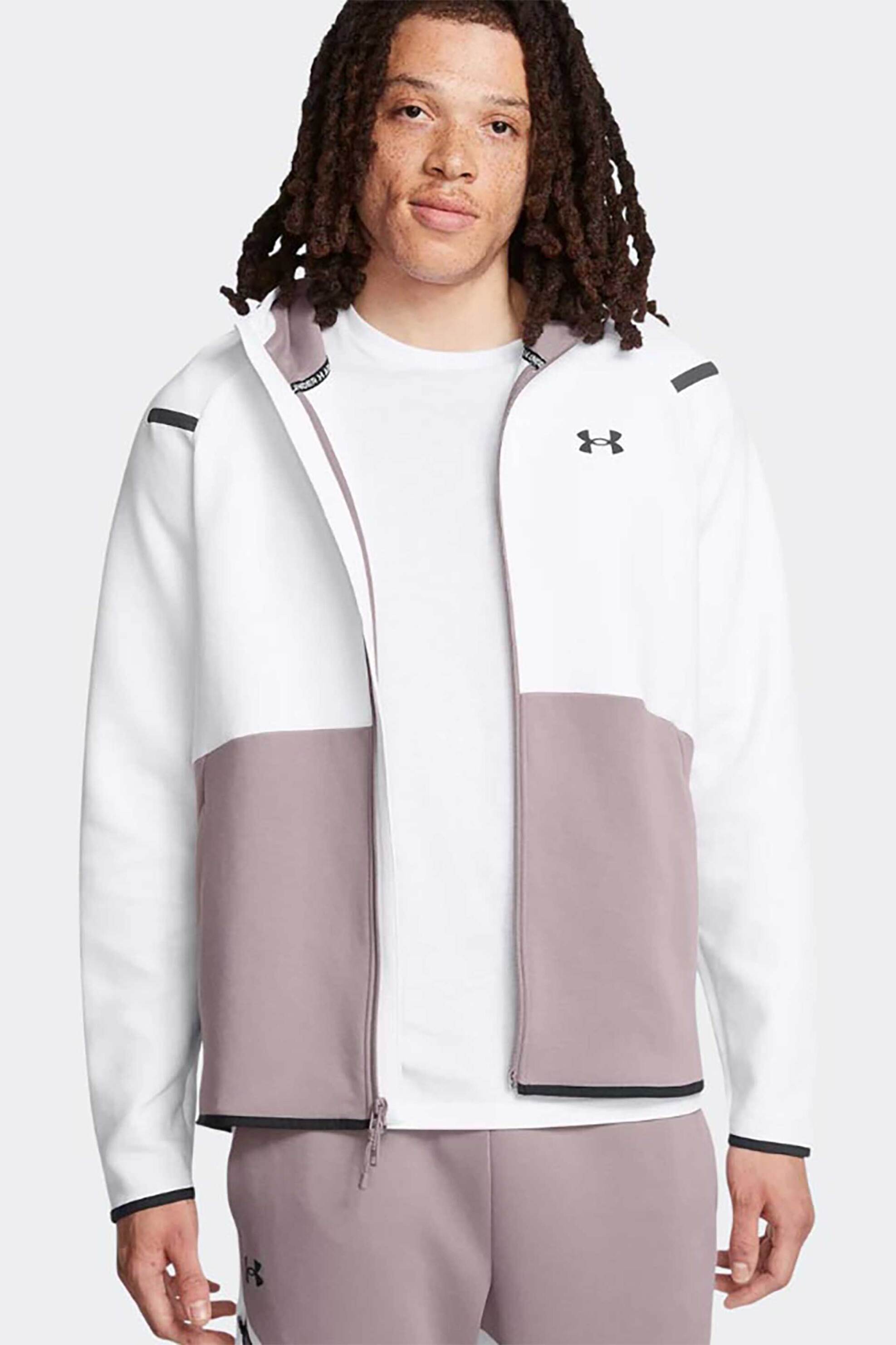 UNDER ARMOUR Under Armour ανδρική ζακέτα φούτερ Fitted "Unstoppable Fleece" - 1389352 Λευκό