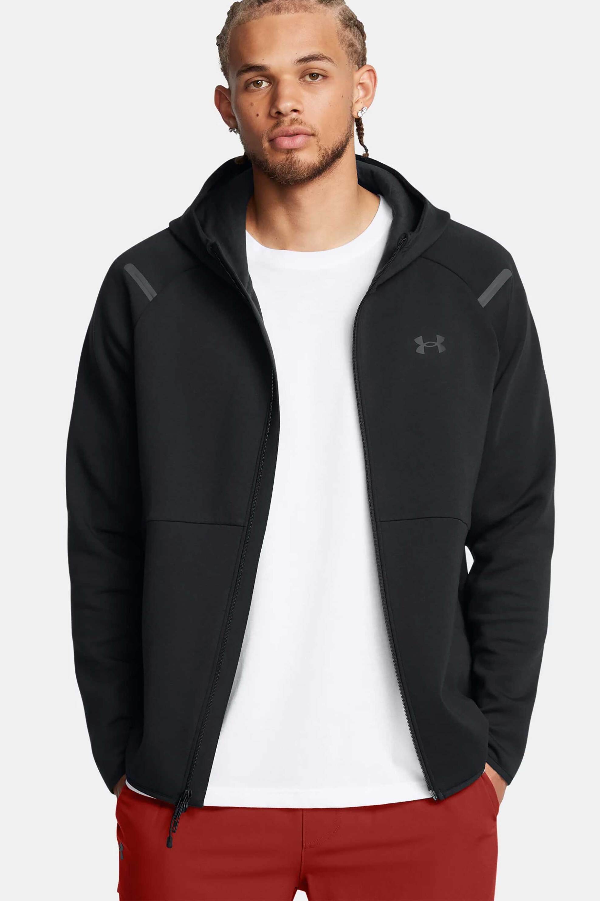 UNDER ARMOUR Under Armour ανδρική ζακέτα φούτερ Fitted "Unstoppable Fleece" - 1389352 Μαύρο