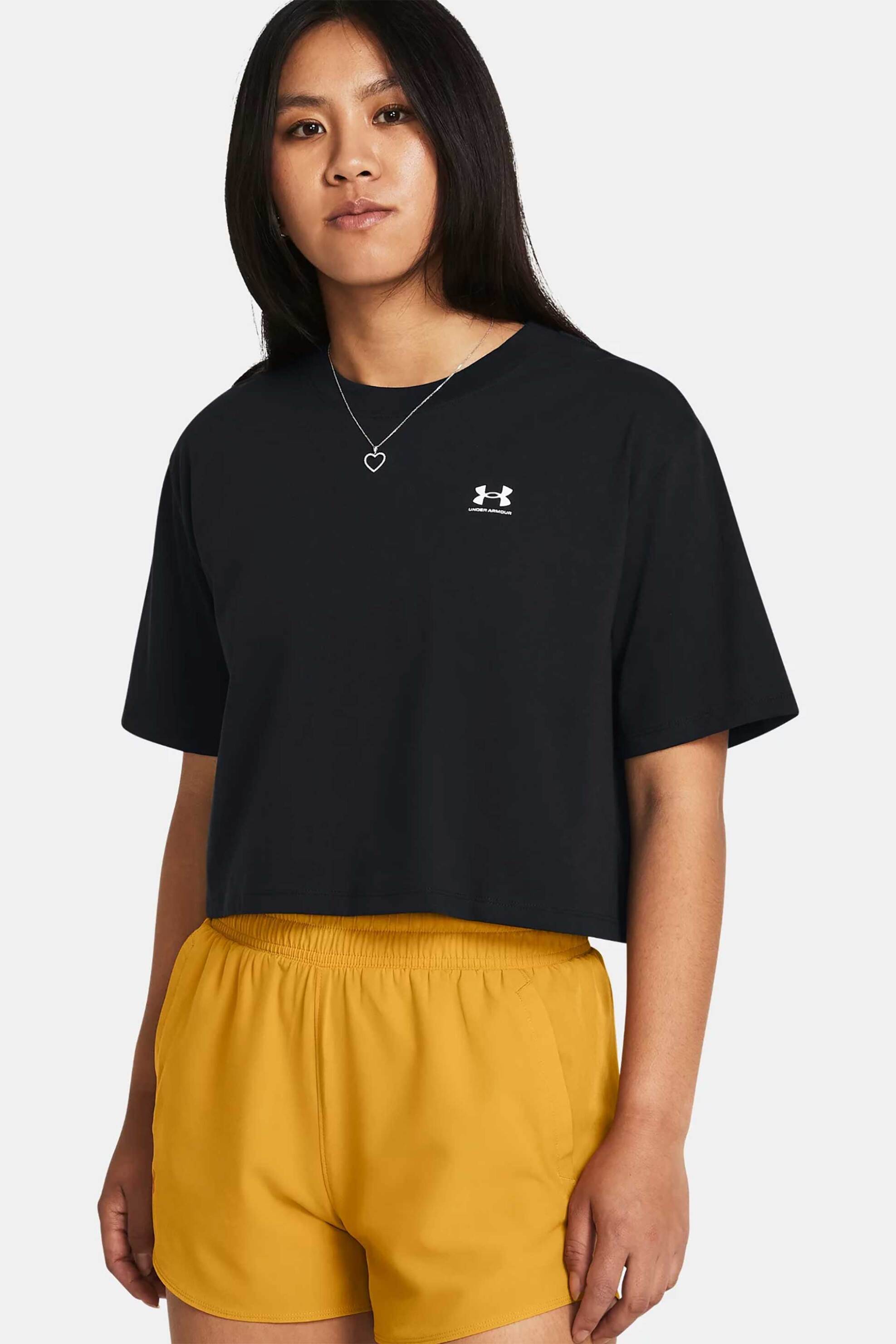  Under Armour γυναικείο T-shirt cropped με logo print Boxy Fit - 1386845 Μαύρο 2025