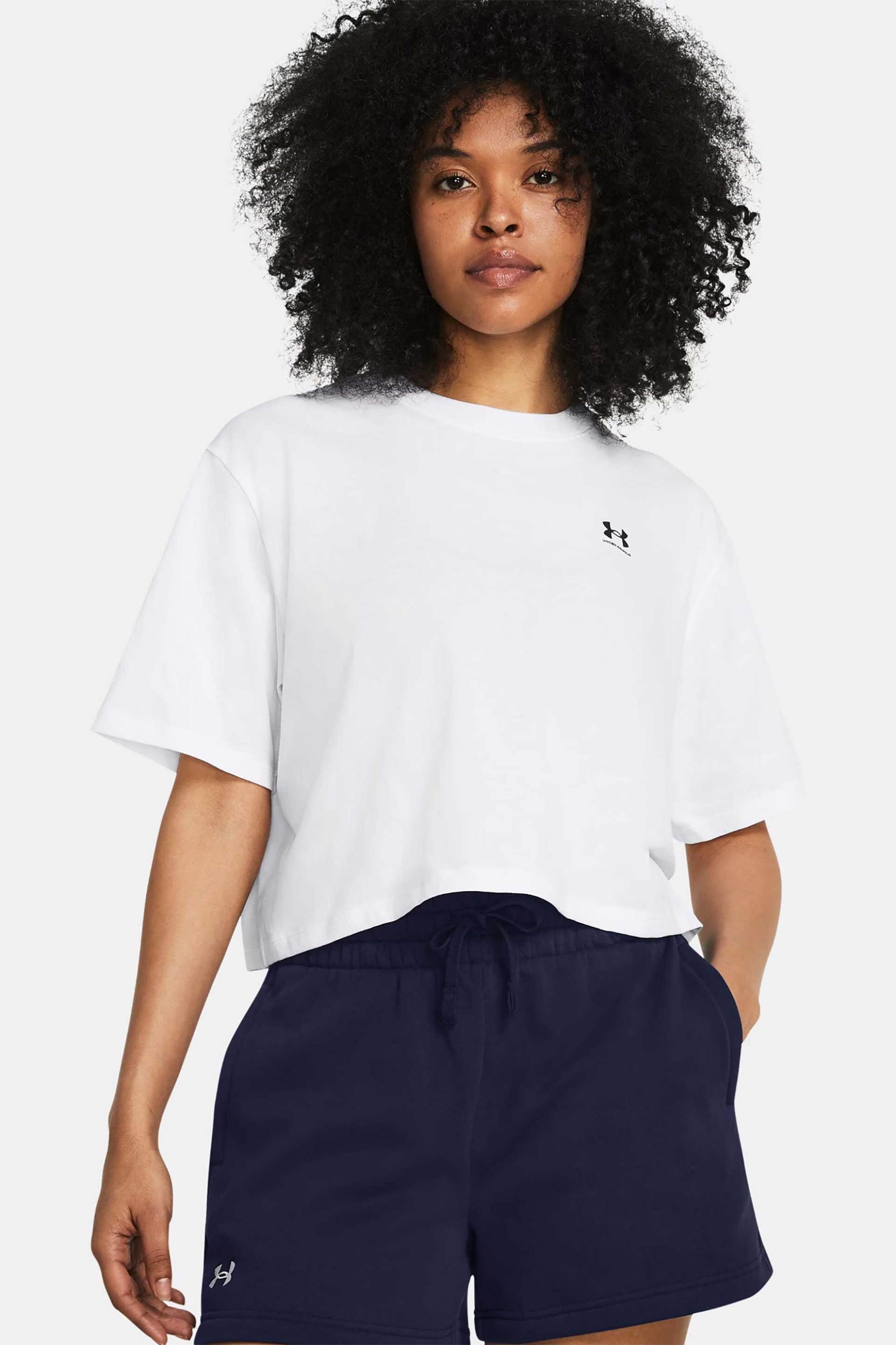  Under Armour γυναικείο T-shirt cropped με logo print Boxy Fit - 1386845 Λευκό 2025