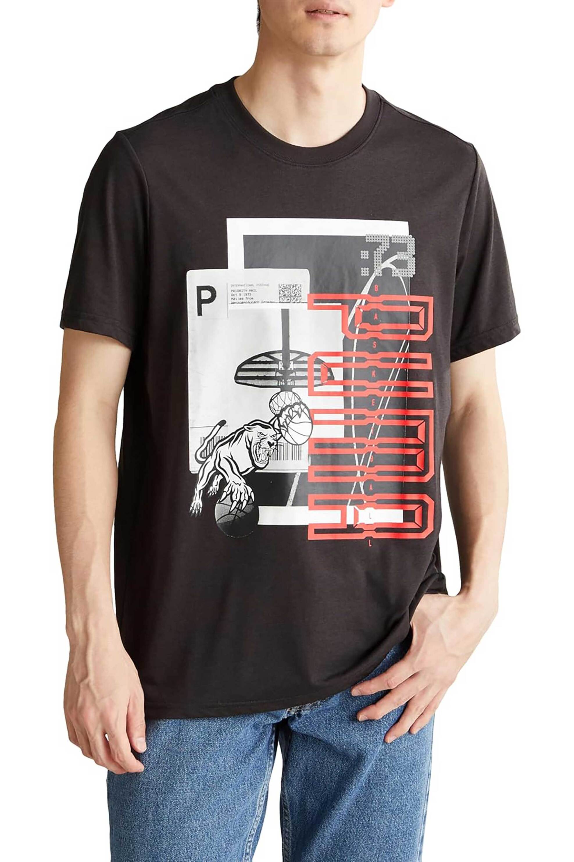 PUMA Puma ανδρικό T-shirt με graphic print Classic Cut "Winning Shot" - 682311 Μαύρο