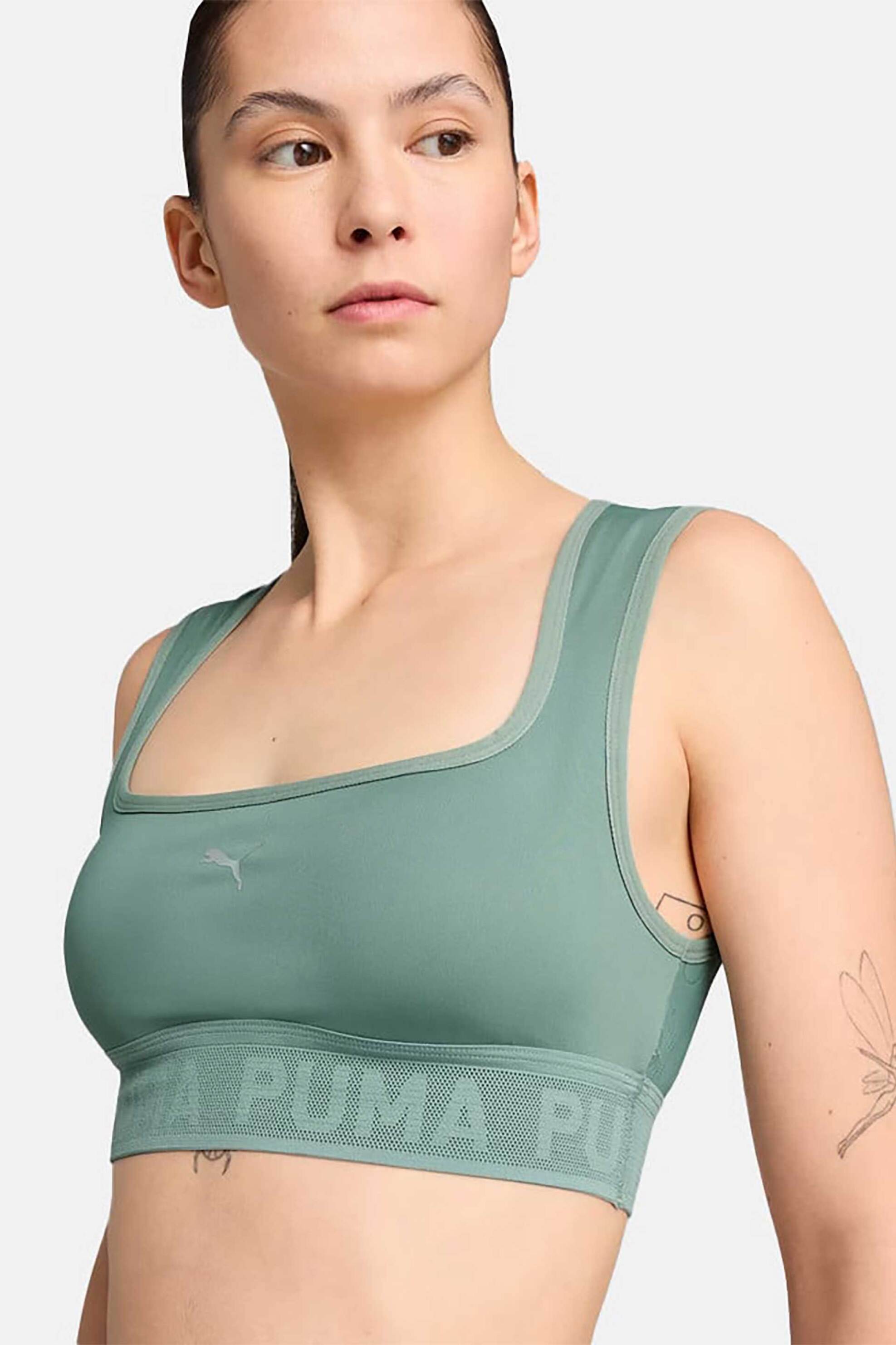 Puma γυναικείο αθλητικό μπουστάκι με logo tape Slim Fit "Move Lace Bra" - 526783 Βεραμάν φωτογραφία