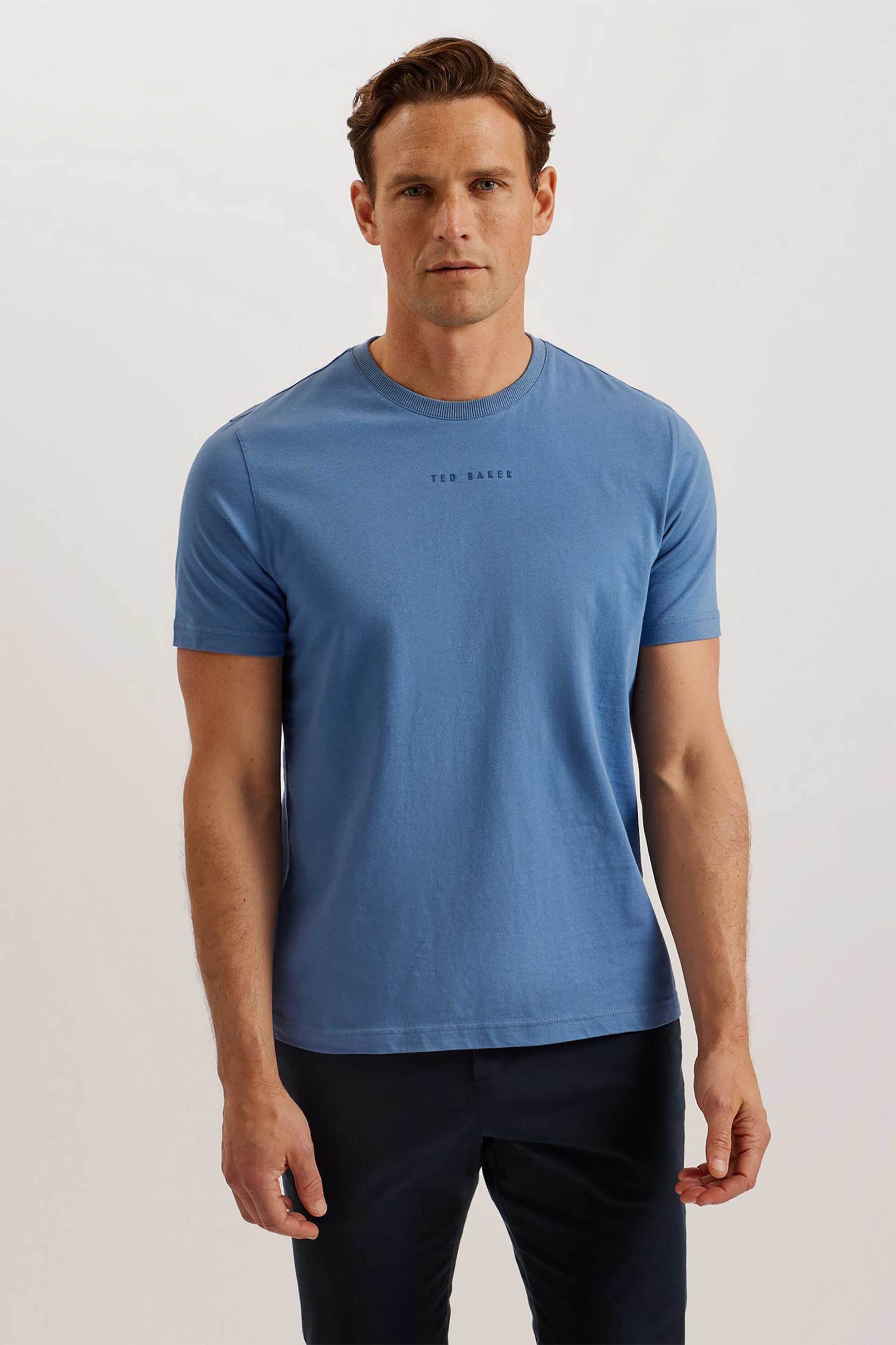 Ted Baker ανδρικό T-shirt μονόχρωμο "Wiskin" - 276320 Μπλε Σκούρο φωτογραφία