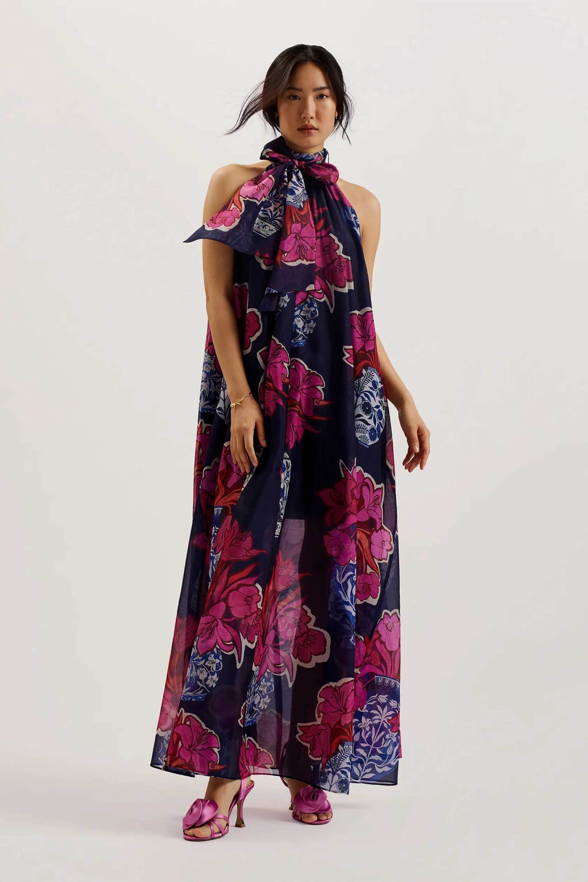 Ted Baker γυναικείο maxi φόρεμα με floral print - 275608 Σκούρο Μπλε φωτογραφία