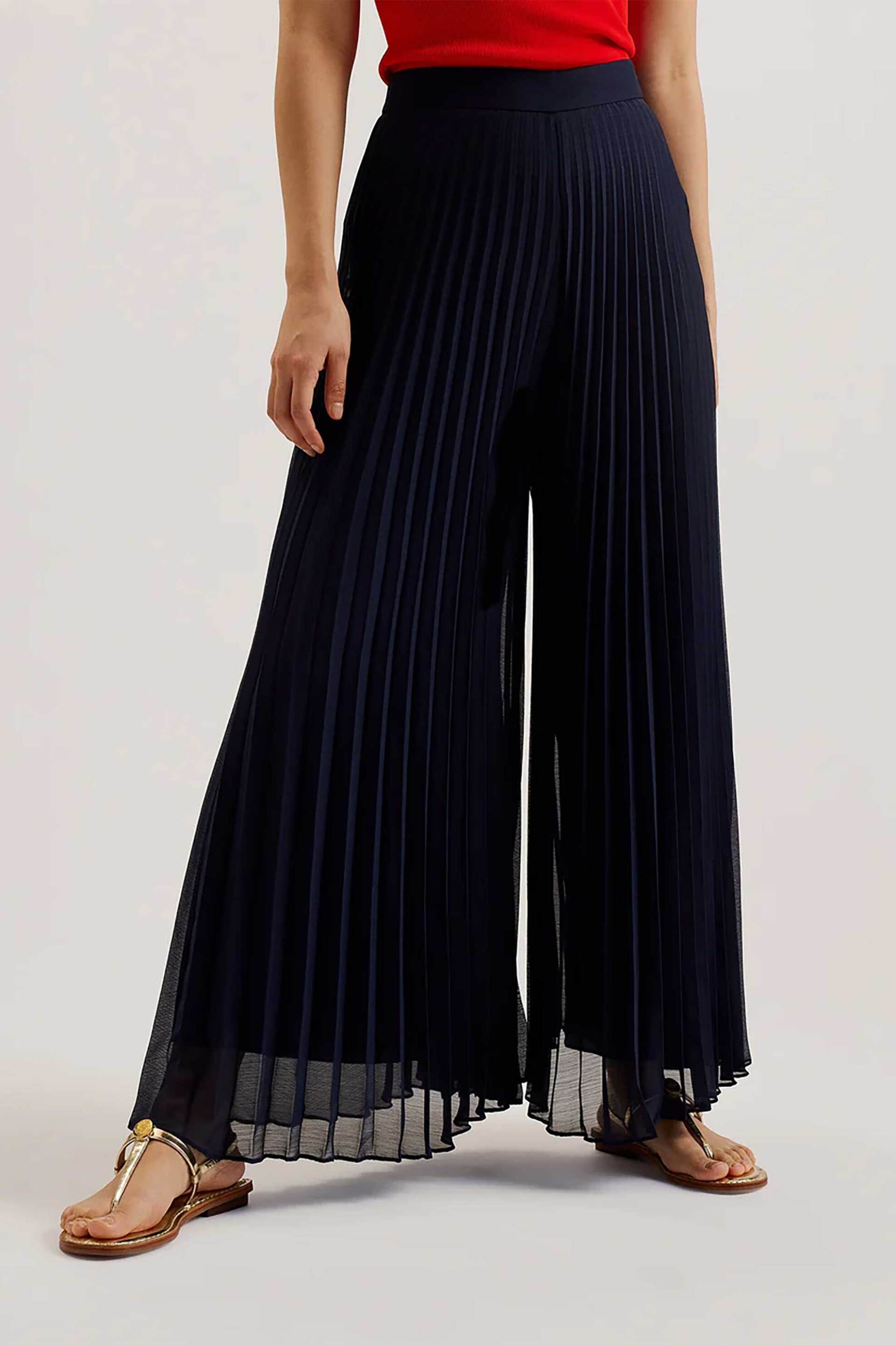 Ted Baker γυναικείο ψηλόμεσο παντελόνι πλισέ Wide Leg ''Yoshino'' - 276164 Σκούρο Μπλε φωτογραφία