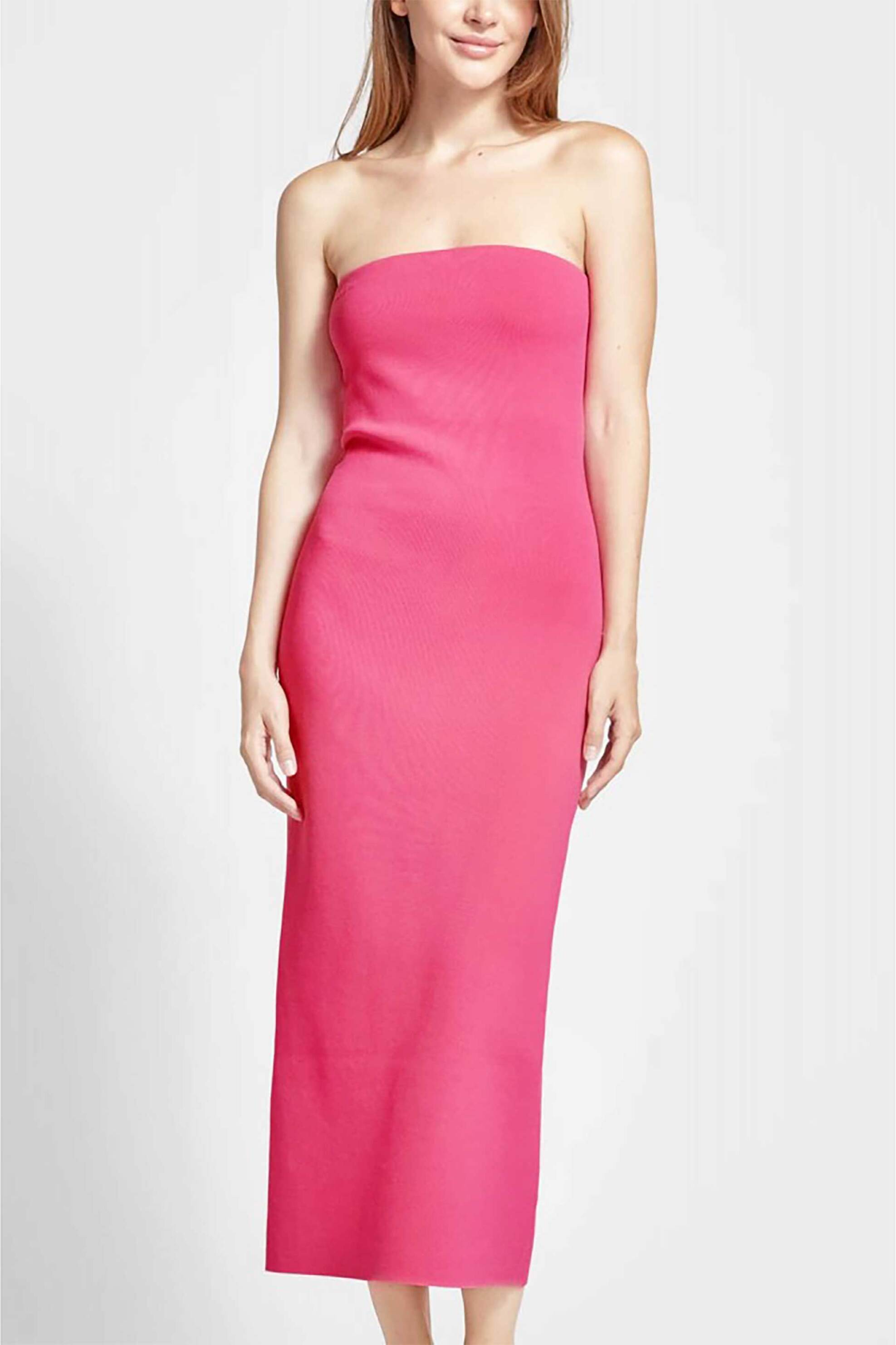  Ted Baker γυναικείο πλεκτό midi φόρεμα strapless Slim Fit ''Jesian Bardot'' - 276324 Φούξια 2025