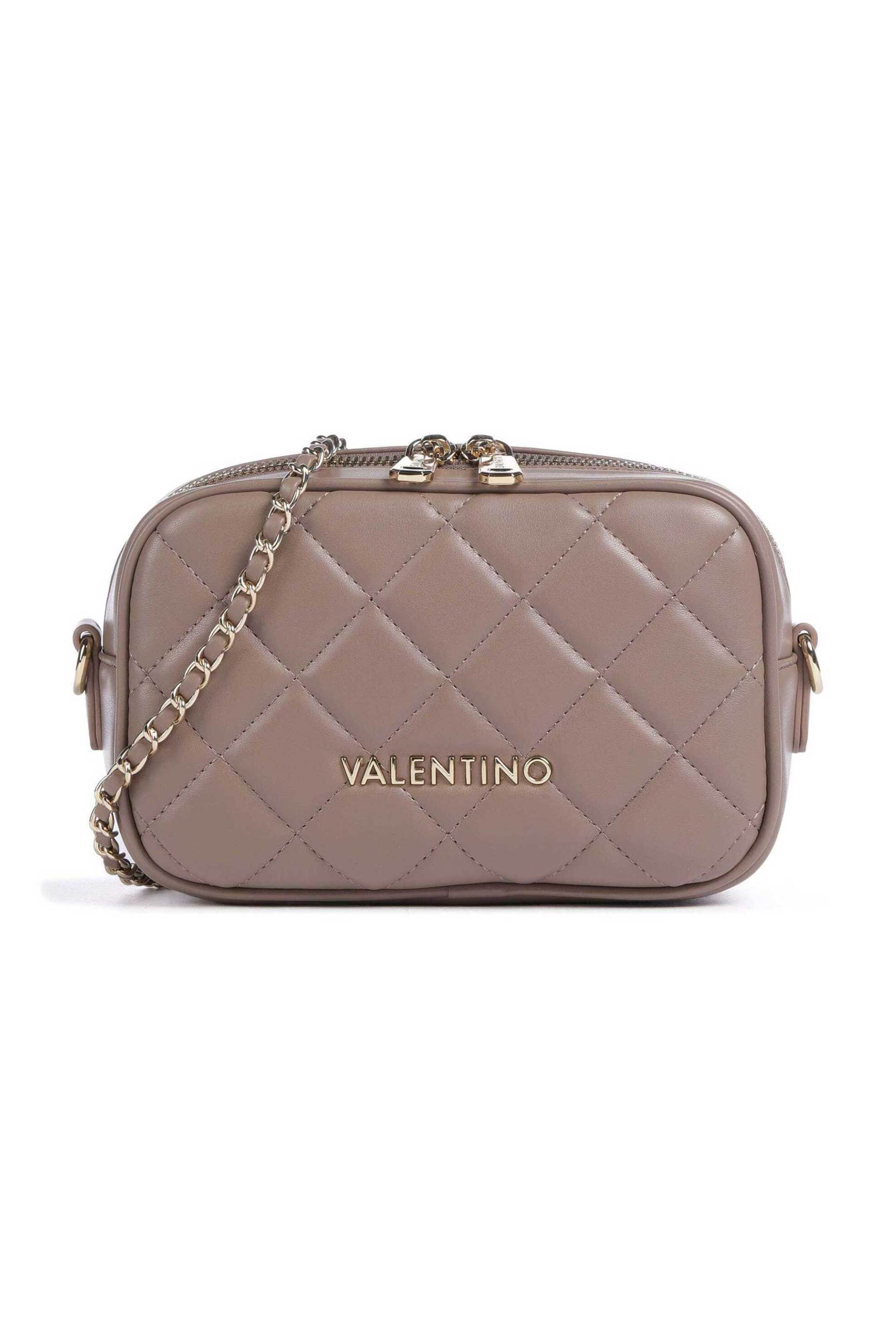  Valentino γυναικεία mini τσάντα crossbody μονόχρωμη με καπιτονέ σχέδιο και μεταλλικό λογότυπο 