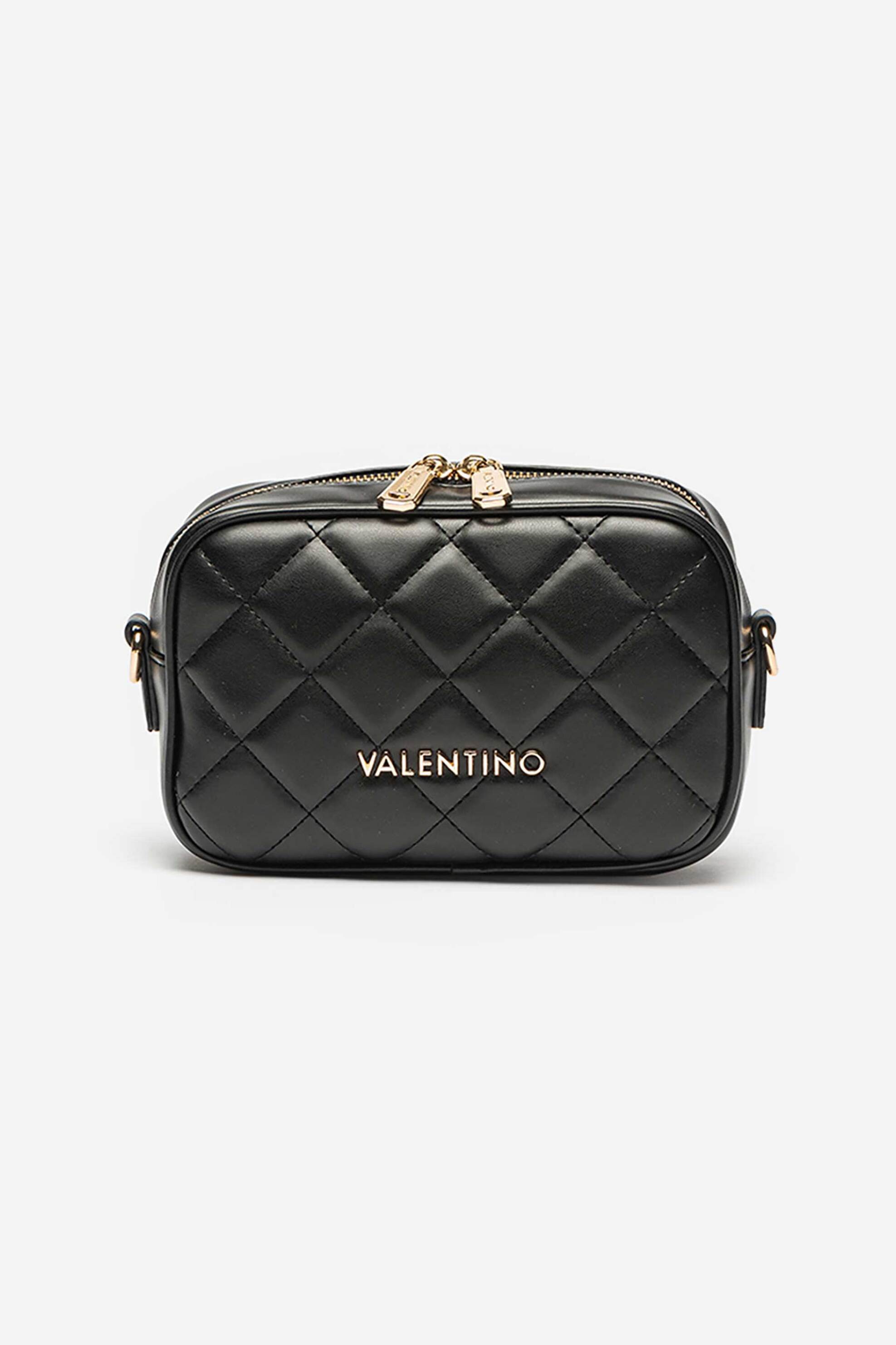  Valentino γυναικεία mini τσάντα crossbody μονόχρωμη με καπιτονέ σχέδιο και μεταλλικό λογότυπο 