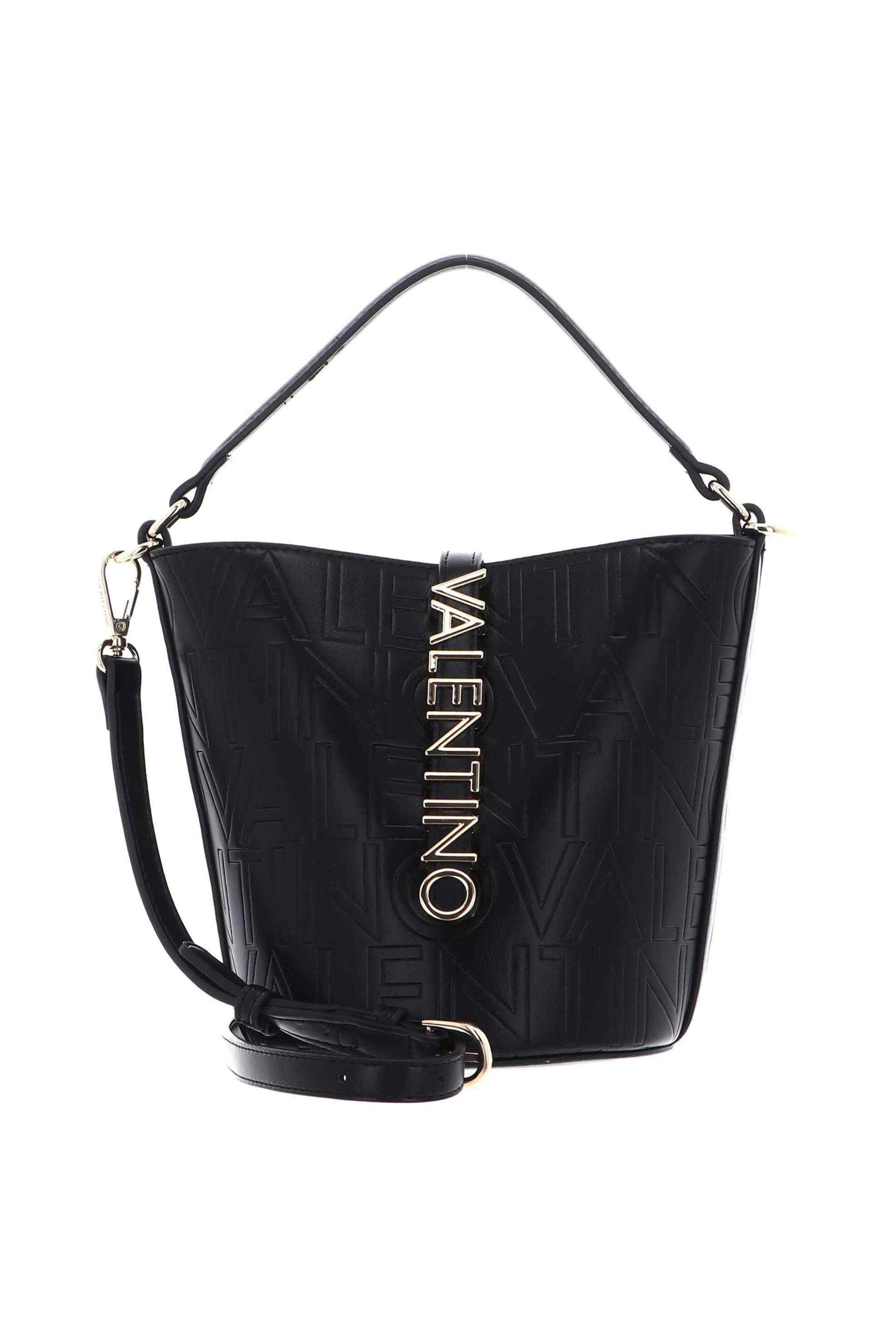  Valentino γυναικεία τσάντα ώμου bucket με μεταλλικό logo print 