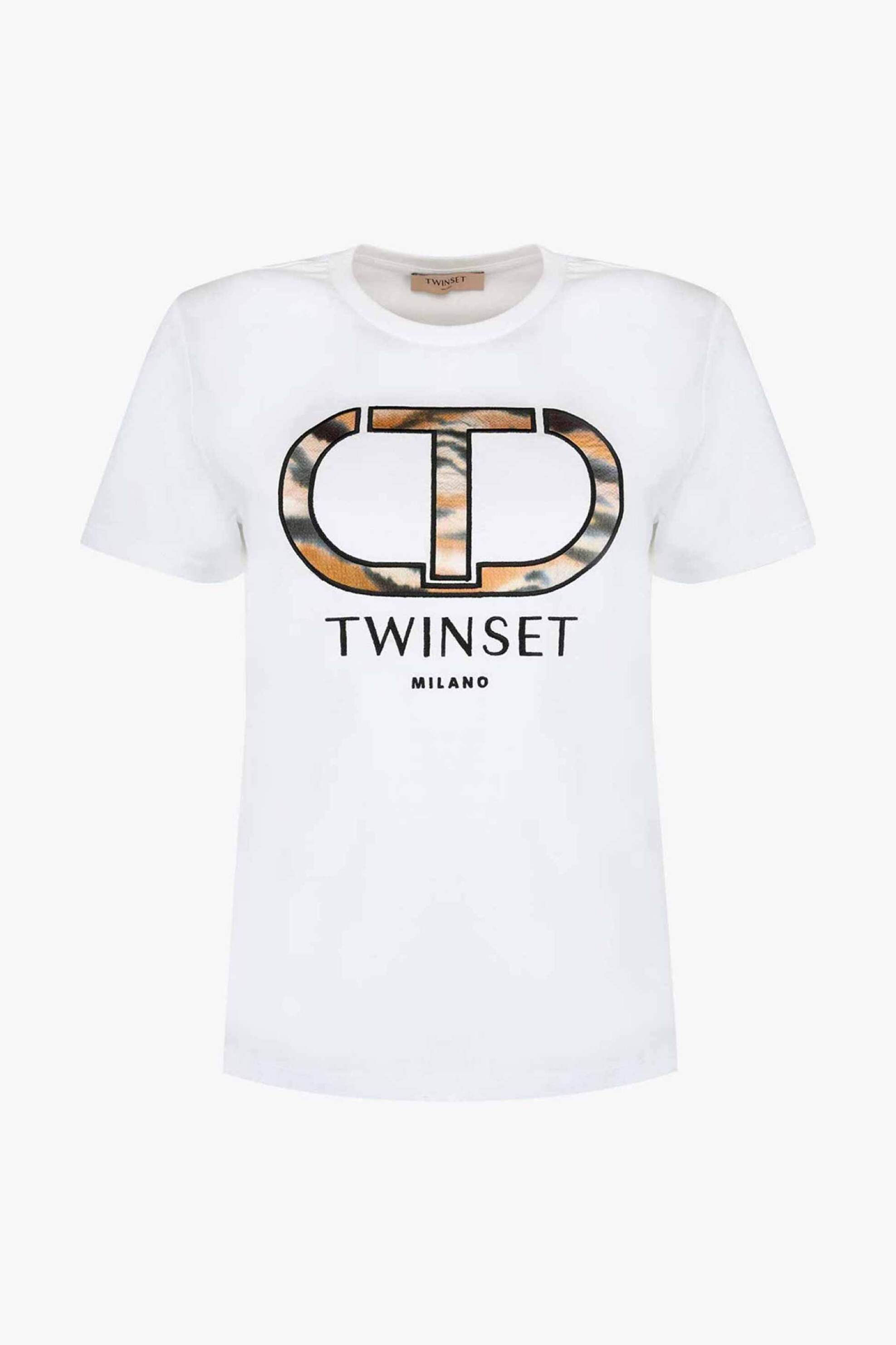  Twinset γυναικείο βαμβακερό T-Shirt με logo print - 242TP2523 Λευκό 2025