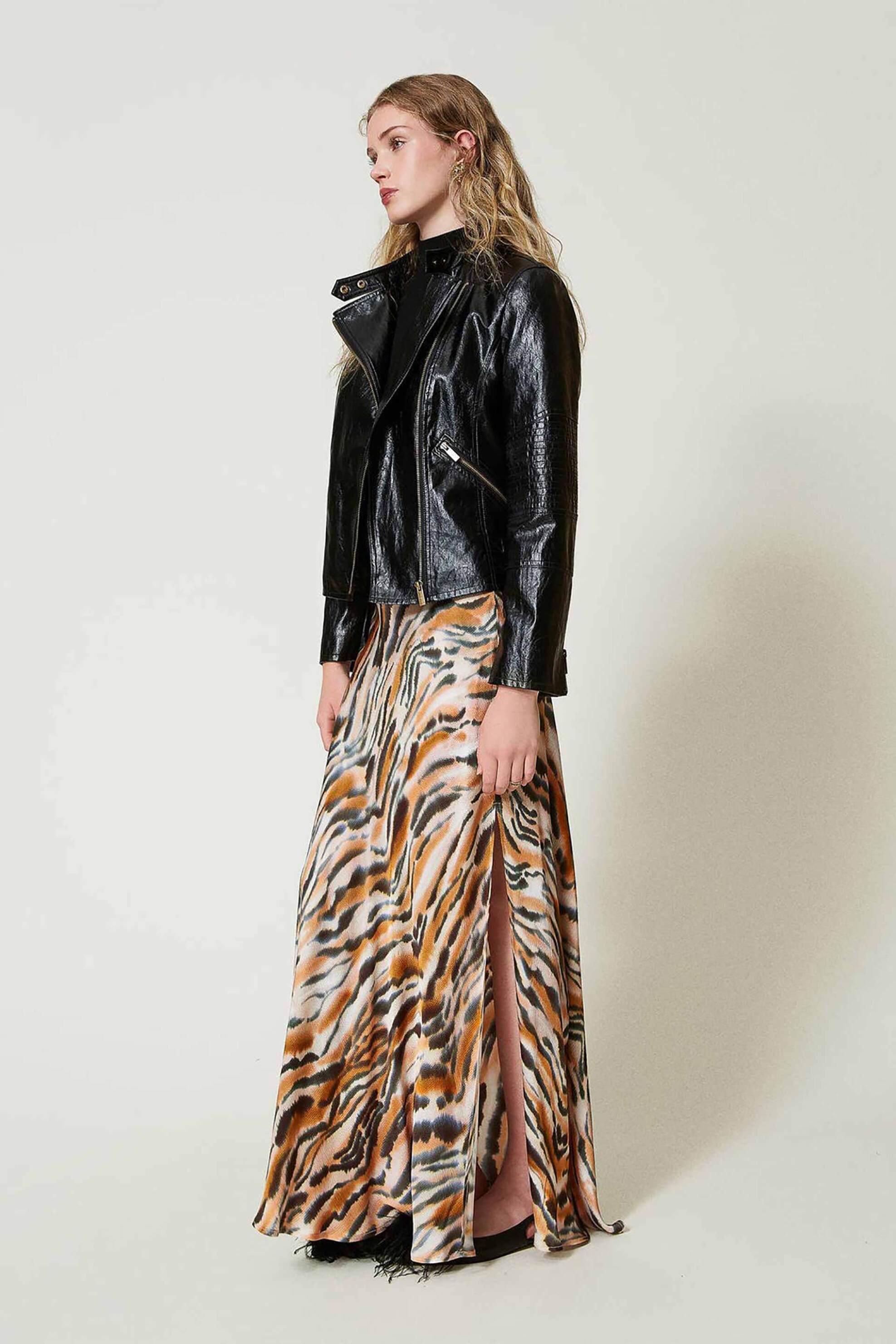 Twinset γυναικεία maxi φούστα animal print - 242TP2656 Εκρού φωτογραφία